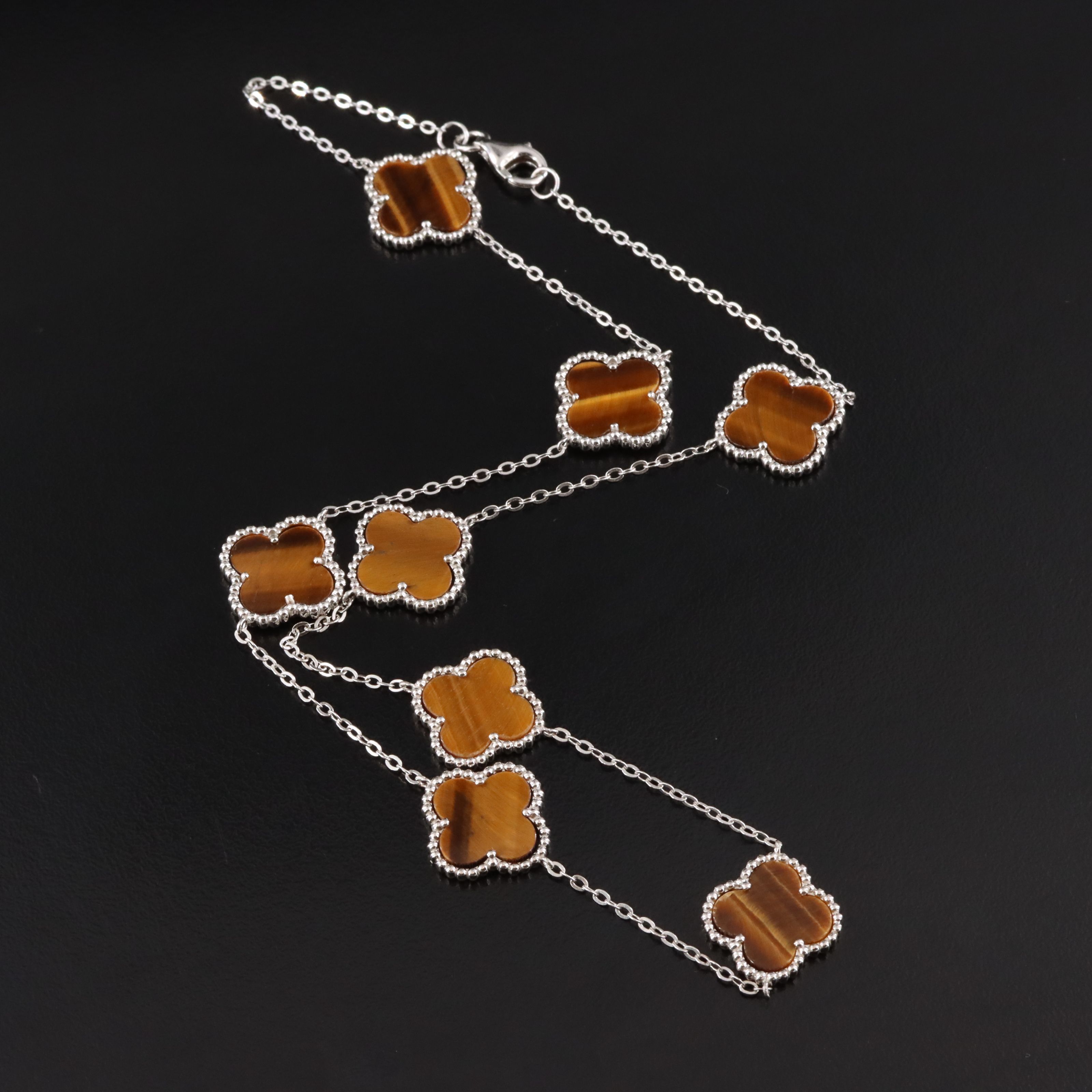 Sterling Tiger's Eye Quatrefoil Necklace