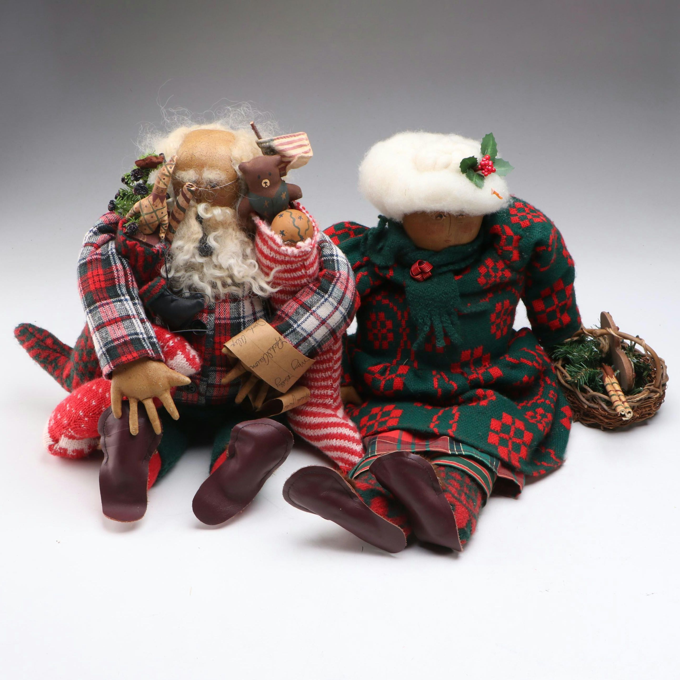 Folk Art Mr. and Mrs. Claus Dolls