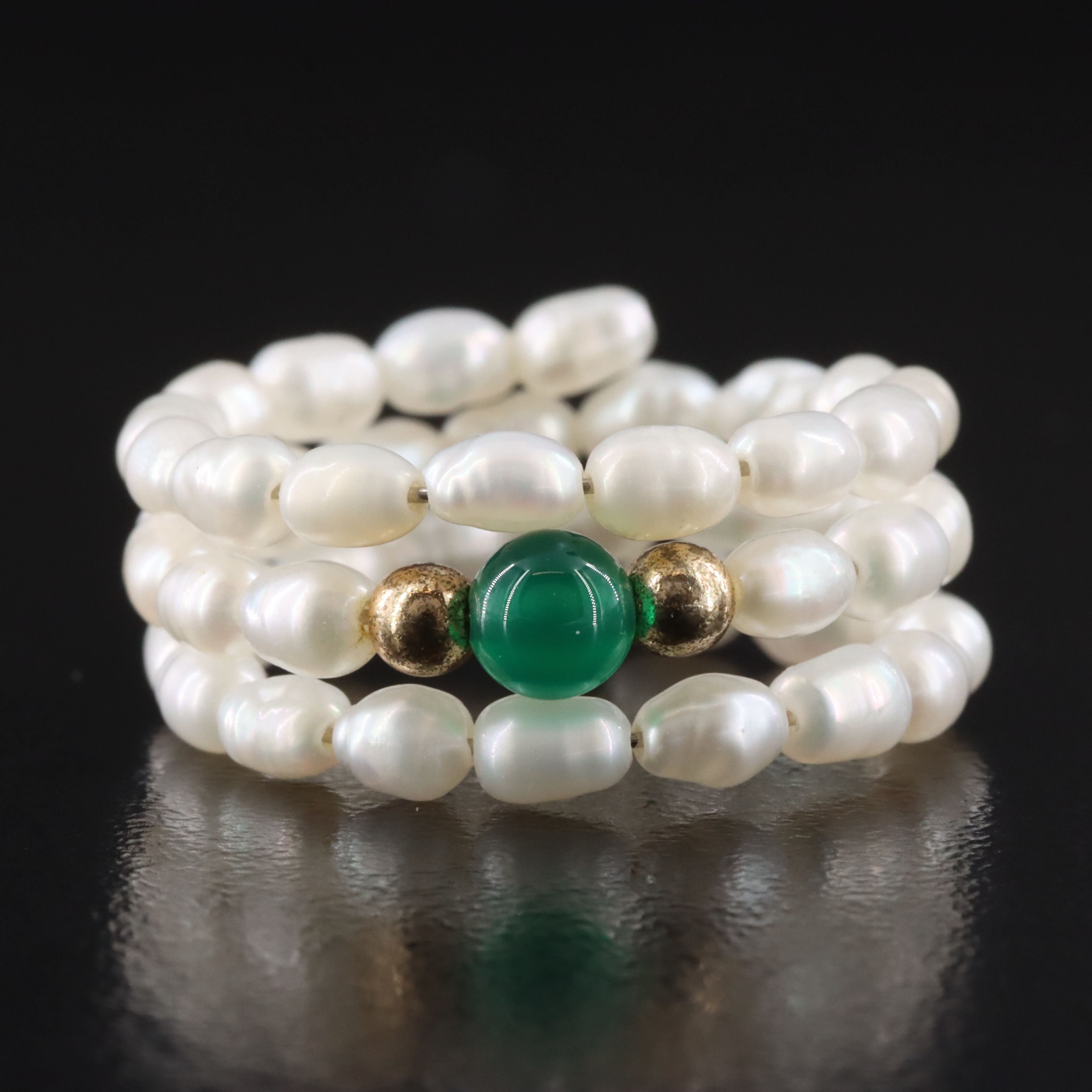 Pearl and Chalcedony Wrap Ring