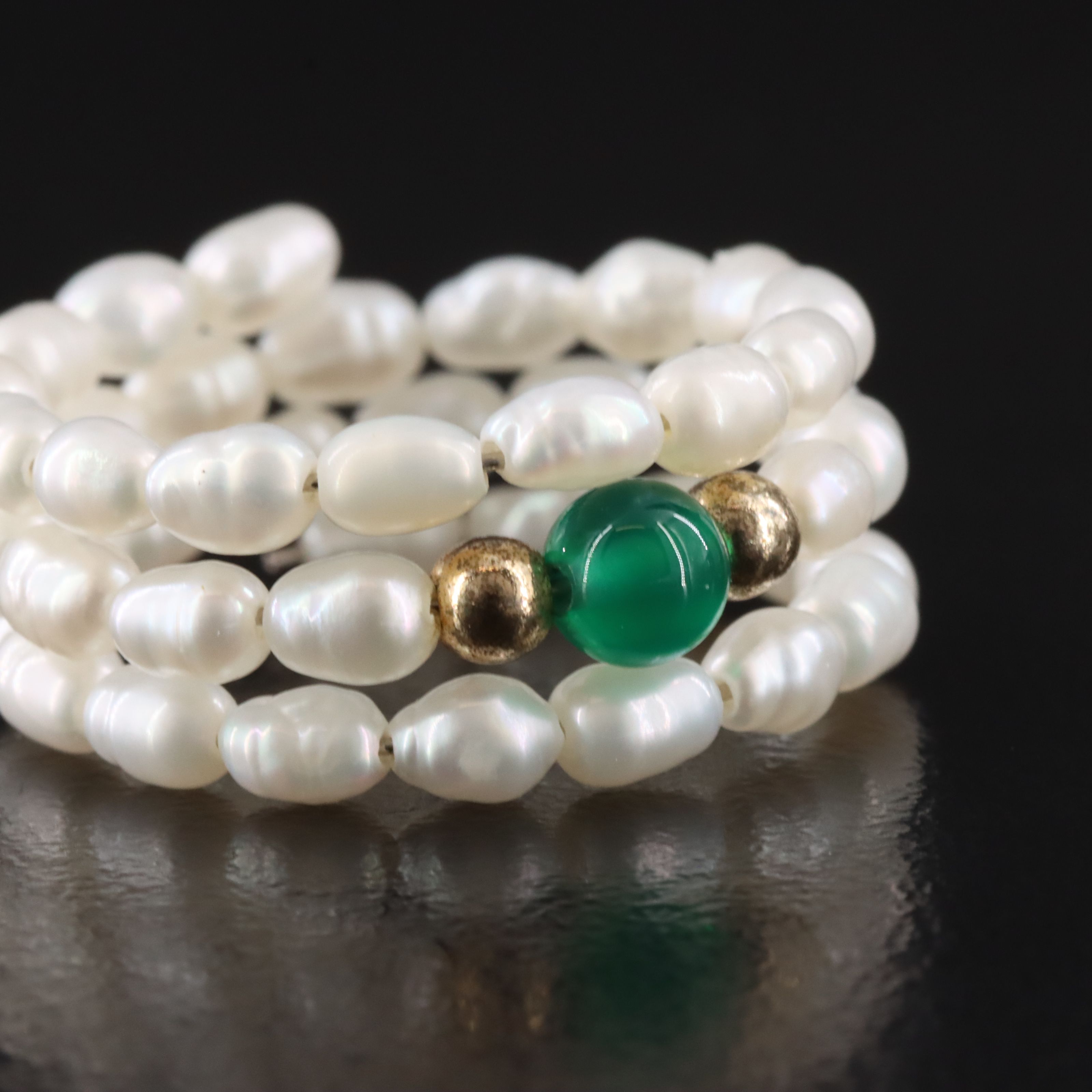 Pearl and Chalcedony Wrap Ring