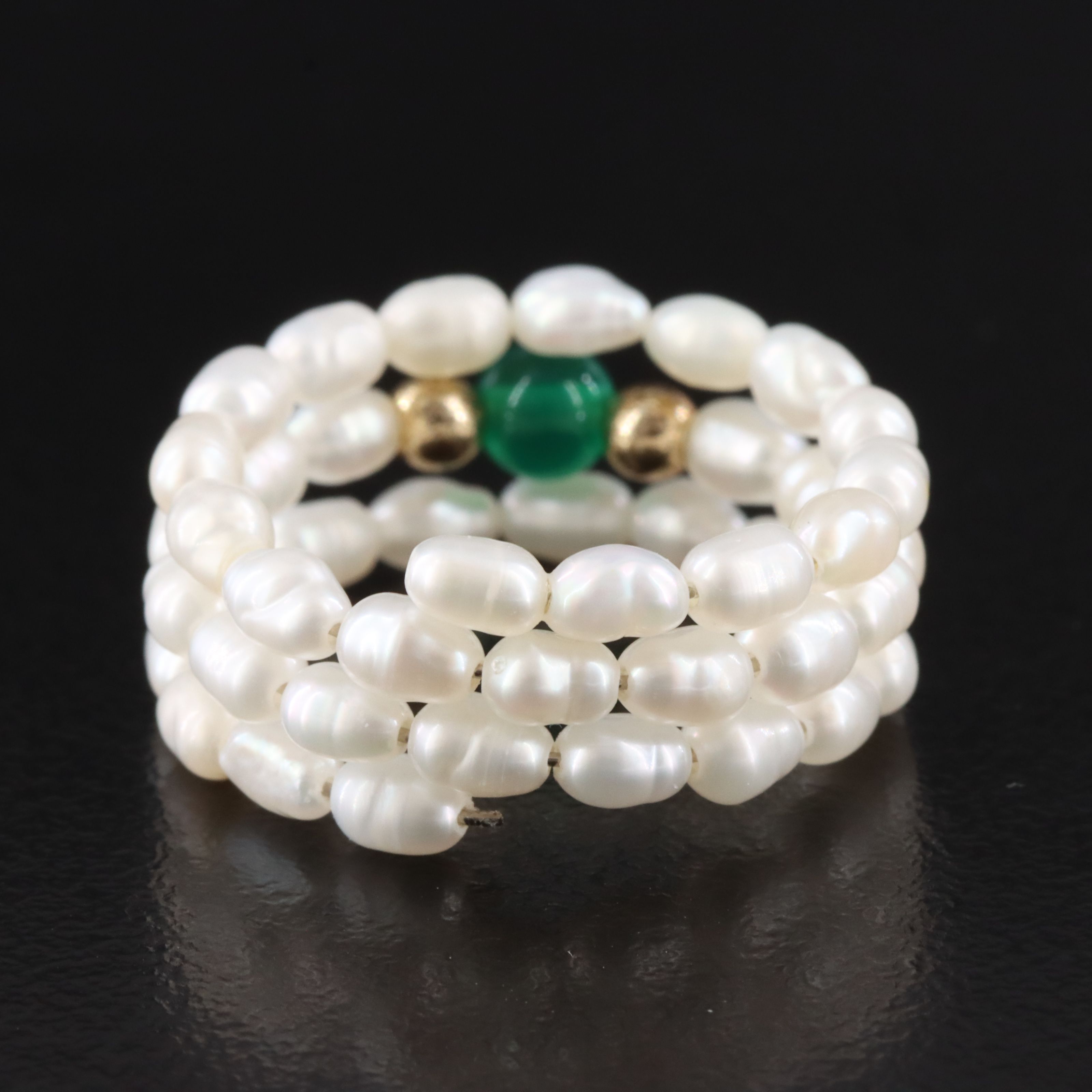 Pearl and Chalcedony Wrap Ring