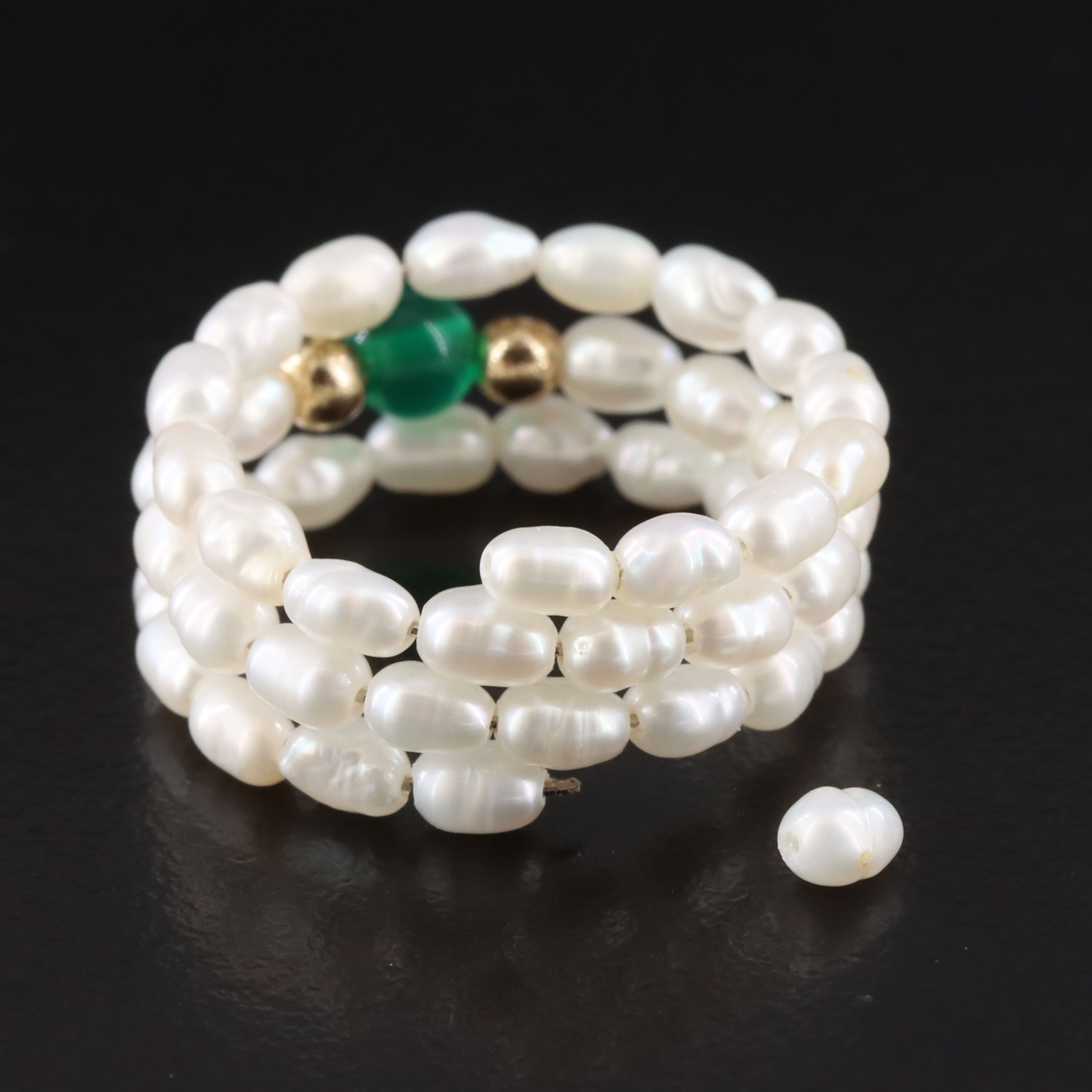 Pearl and Chalcedony Wrap Ring