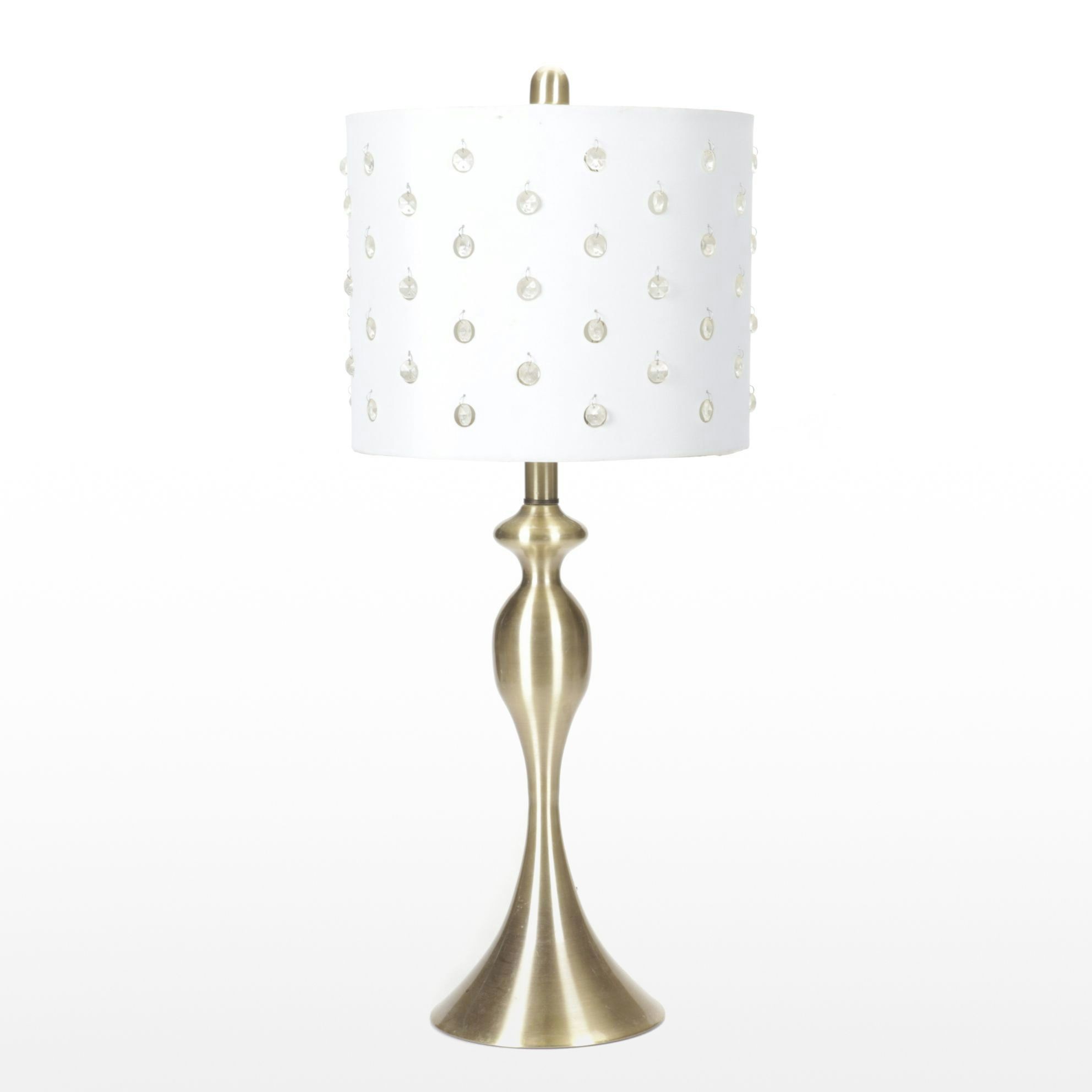 Contemporary Lamp with Crystal Beaded Drum Shade