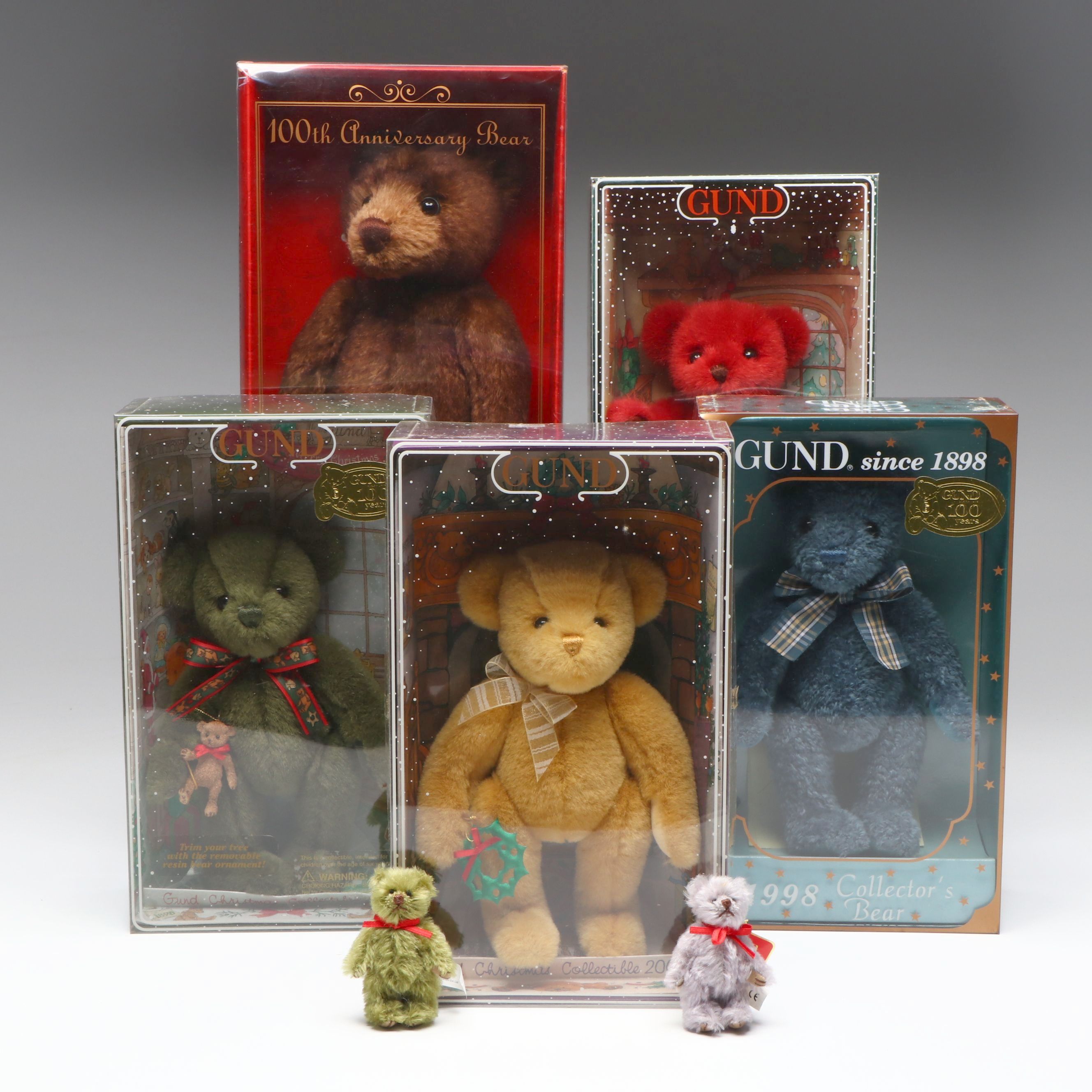 GUND Mohair 100th Anniversary Bear with Christmas and More Collectible Bears