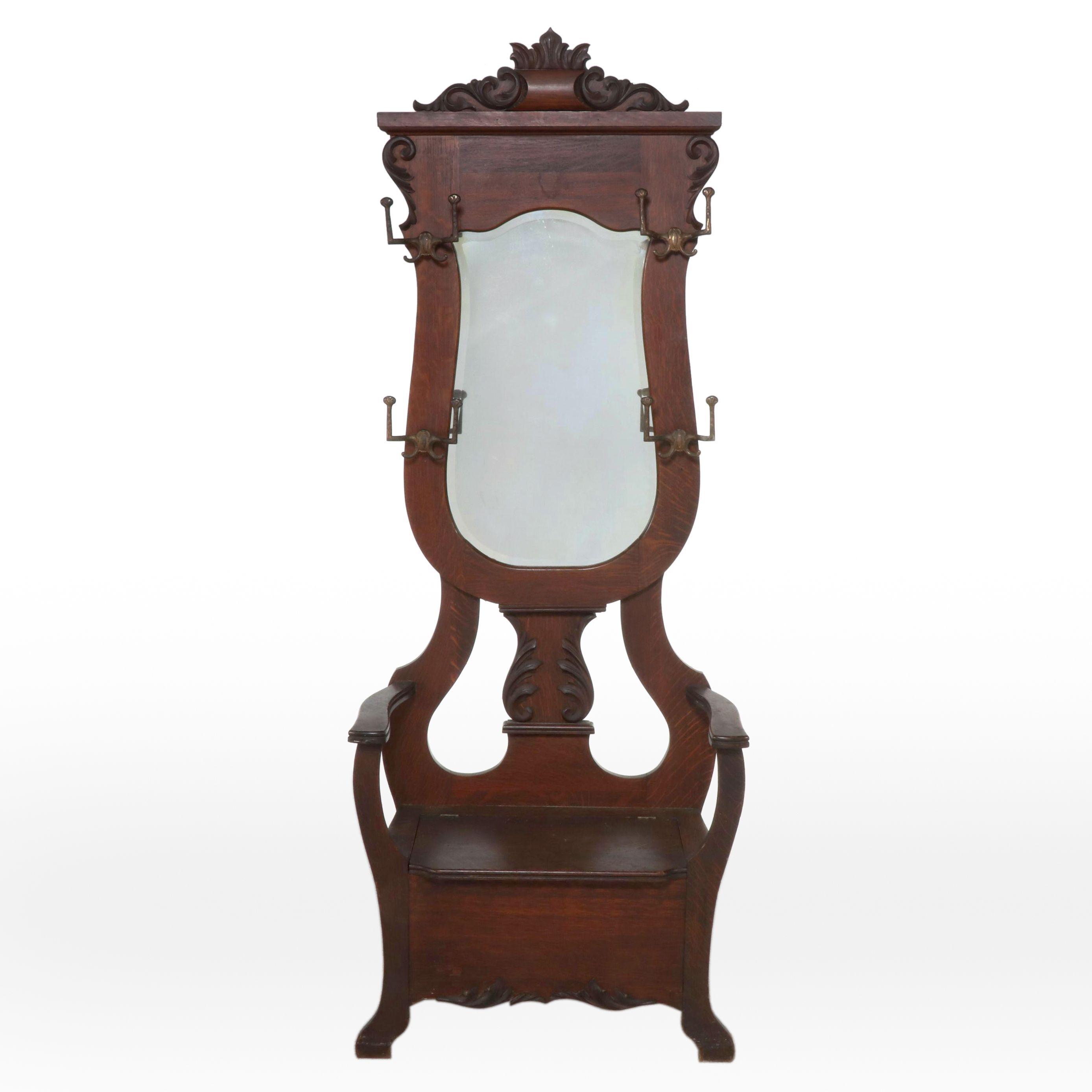 Victorian Carved Oak Hall Tree