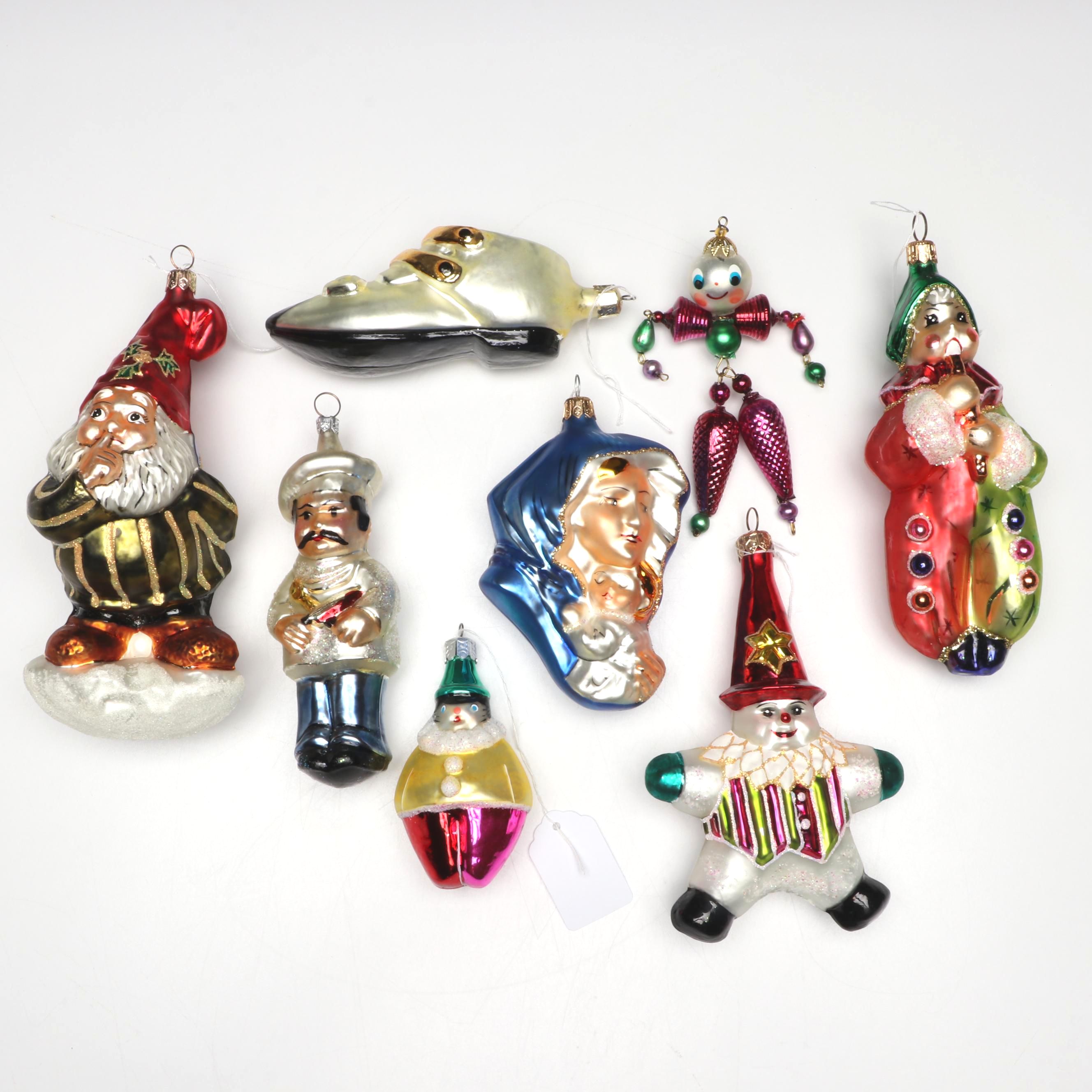 Christopher Radko Mary and Child with Other Glass Christmas Ornaments