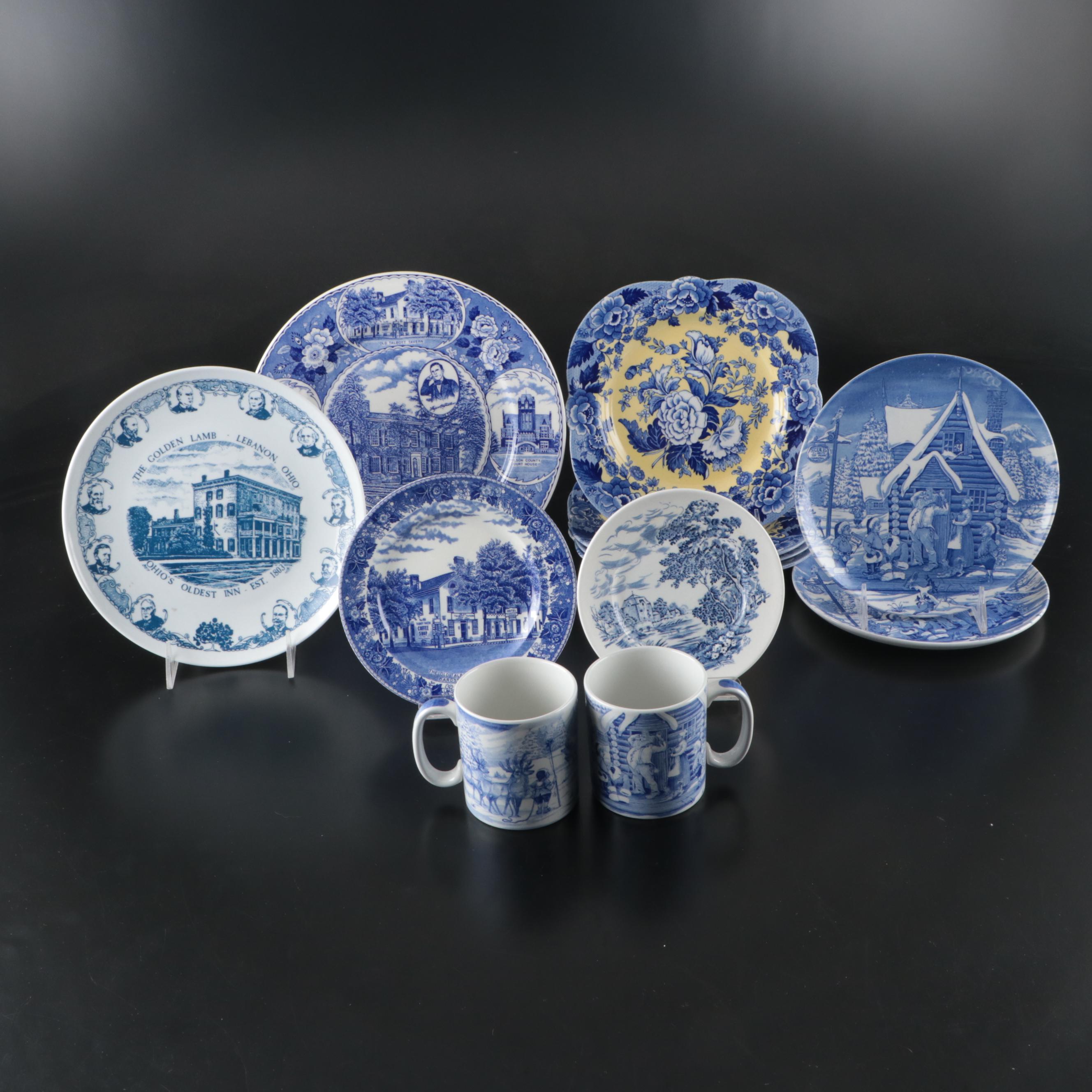 Spode "Blue Room Garden" Plates with Commemorative and Scenic Dinnerware