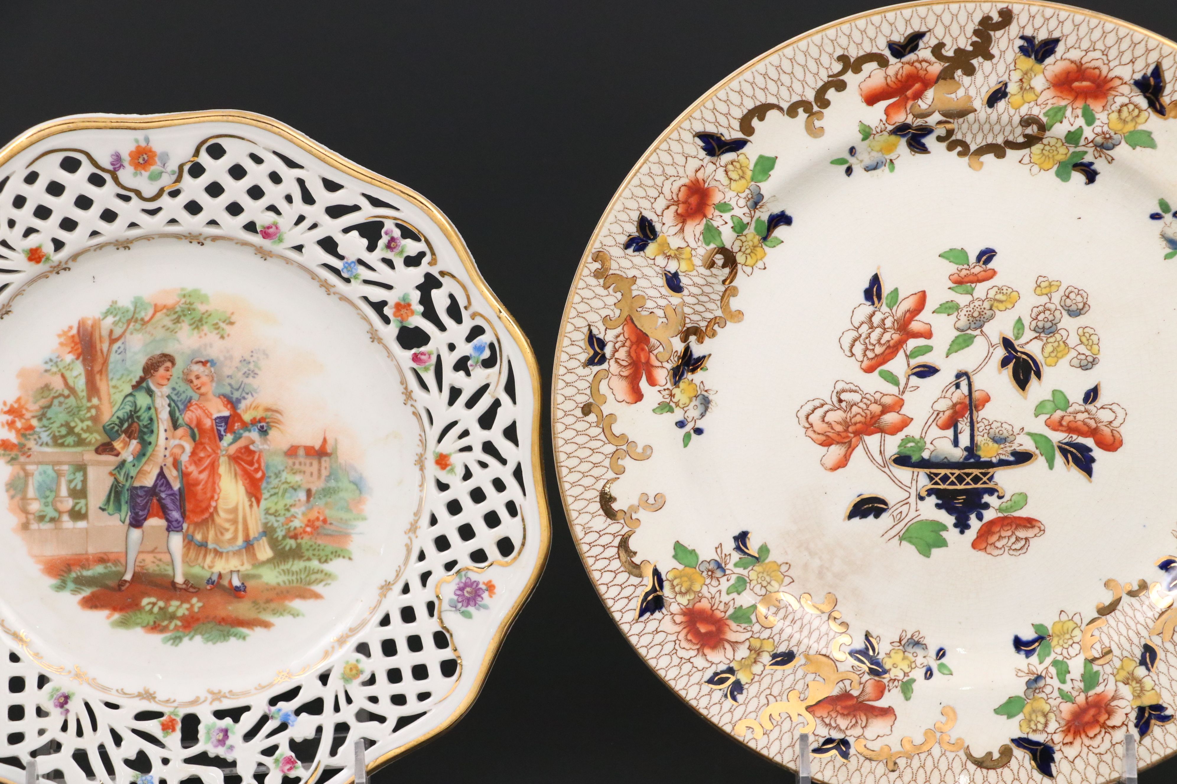 Dresden Porcelain Plates and Egg Cups with Other Floral Dinnerware