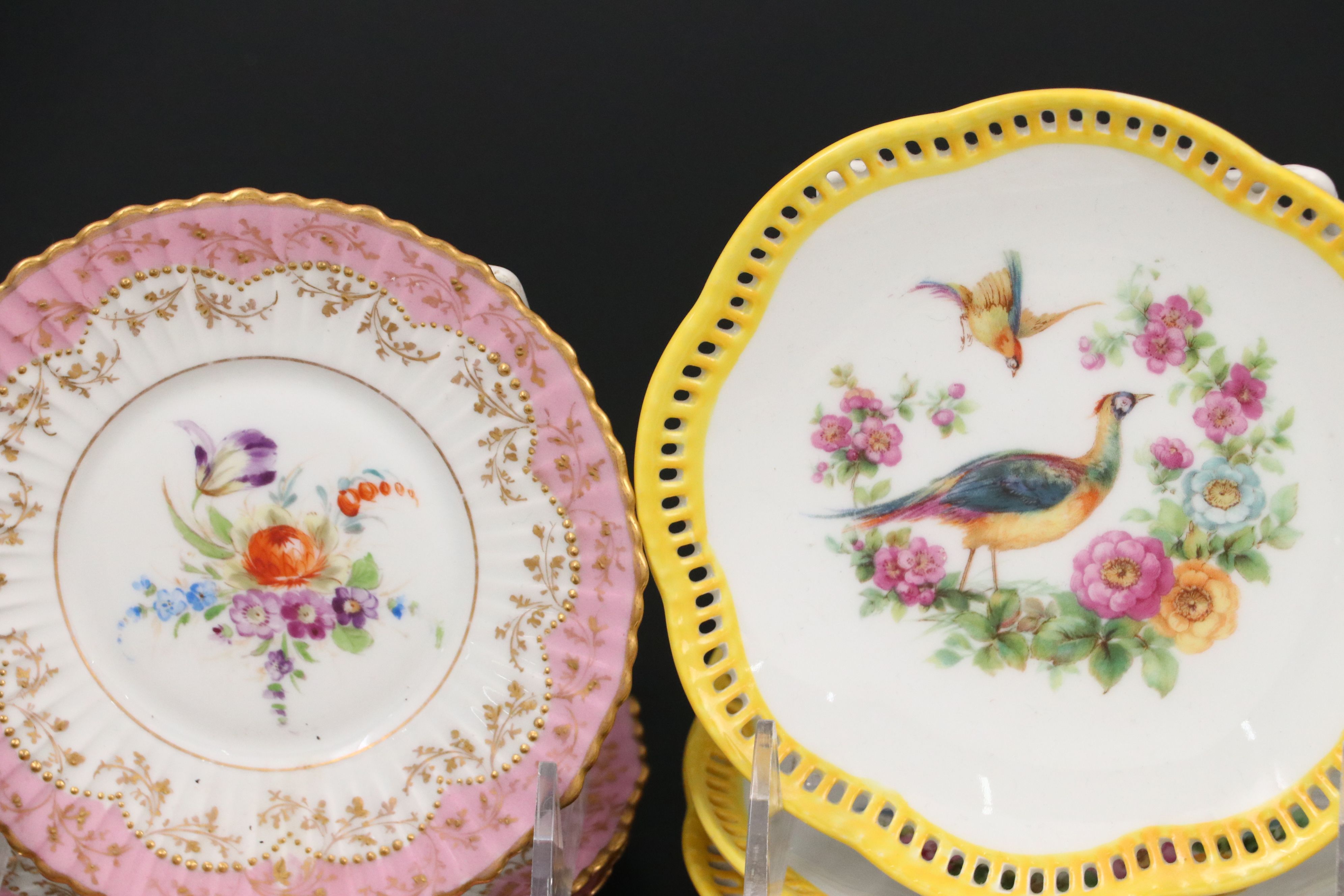 Dresden Porcelain Plates and Egg Cups with Other Floral Dinnerware