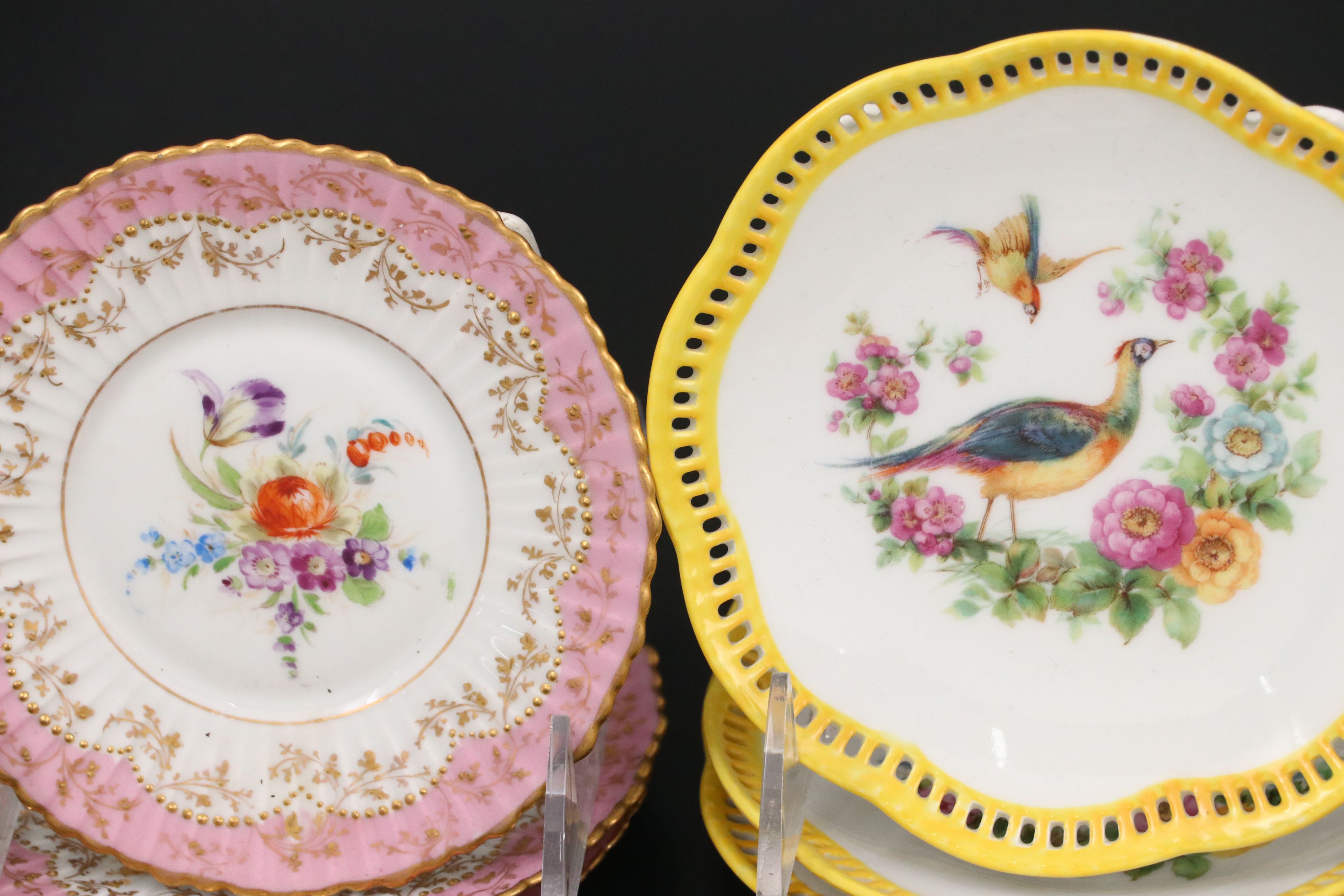 Dresden Porcelain Plates and Egg Cups with Other Floral Dinnerware