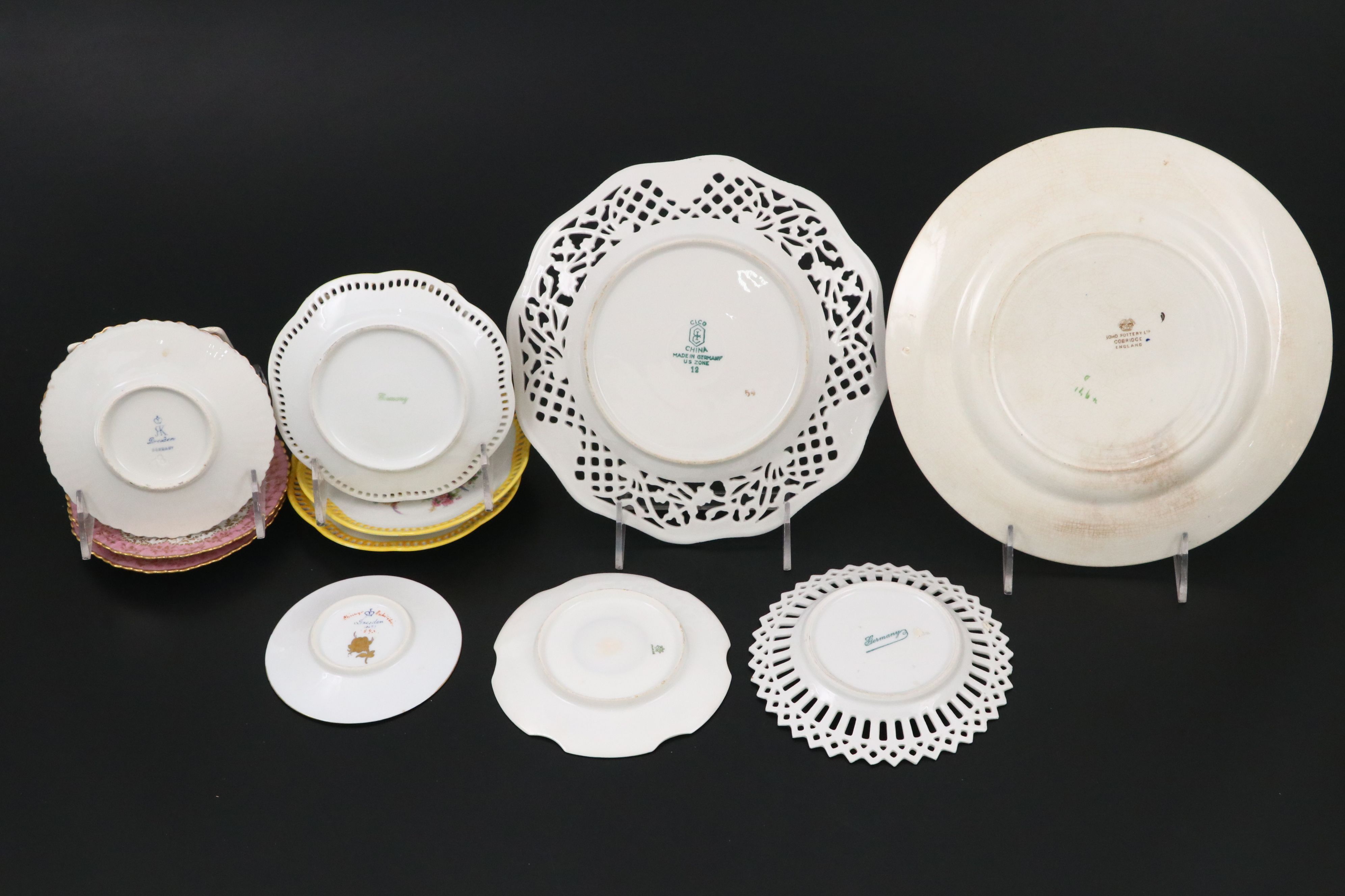 Dresden Porcelain Plates and Egg Cups with Other Floral Dinnerware