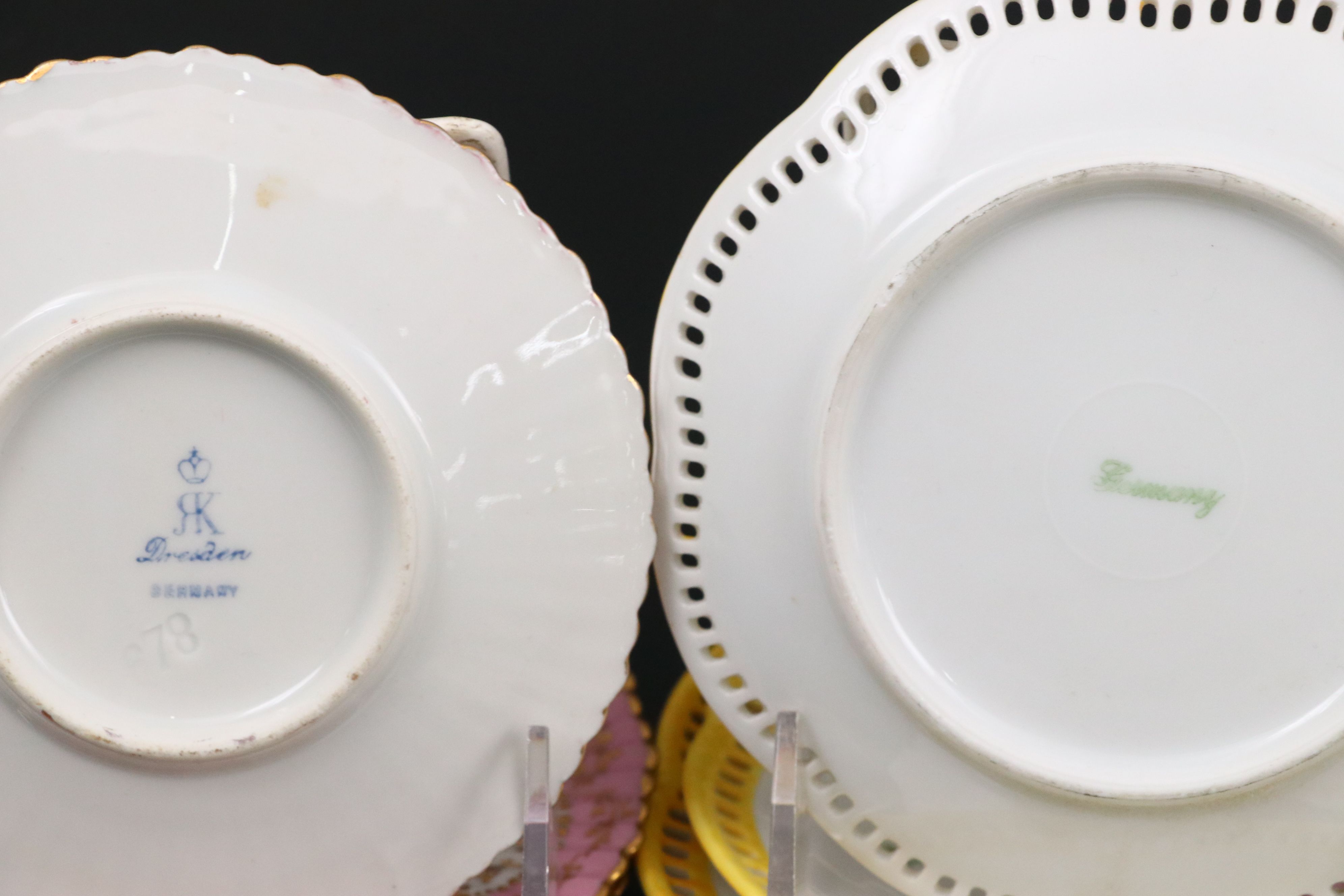 Dresden Porcelain Plates and Egg Cups with Other Floral Dinnerware