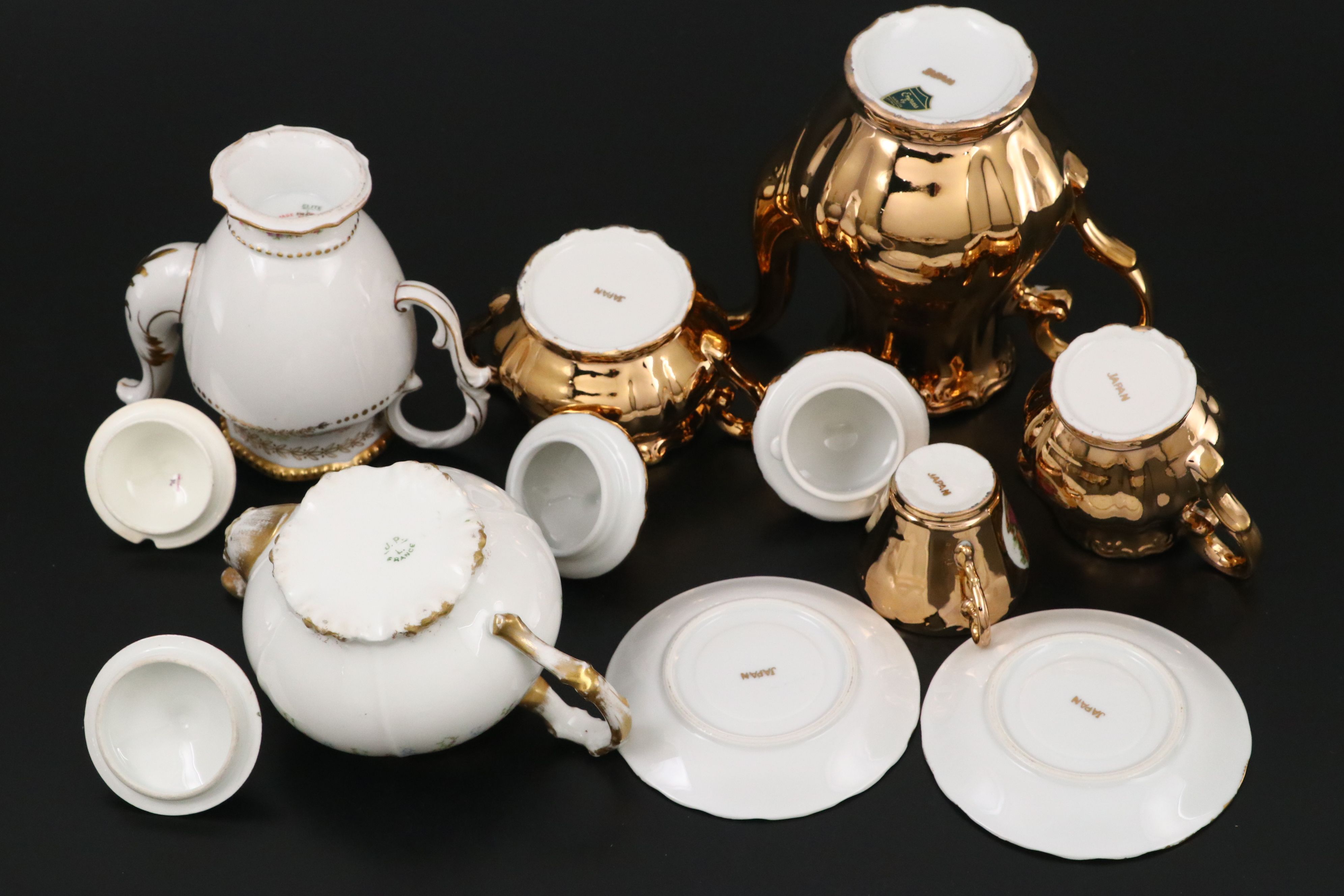 Dresden Porcelain Plates and Egg Cups with Other Floral Dinnerware