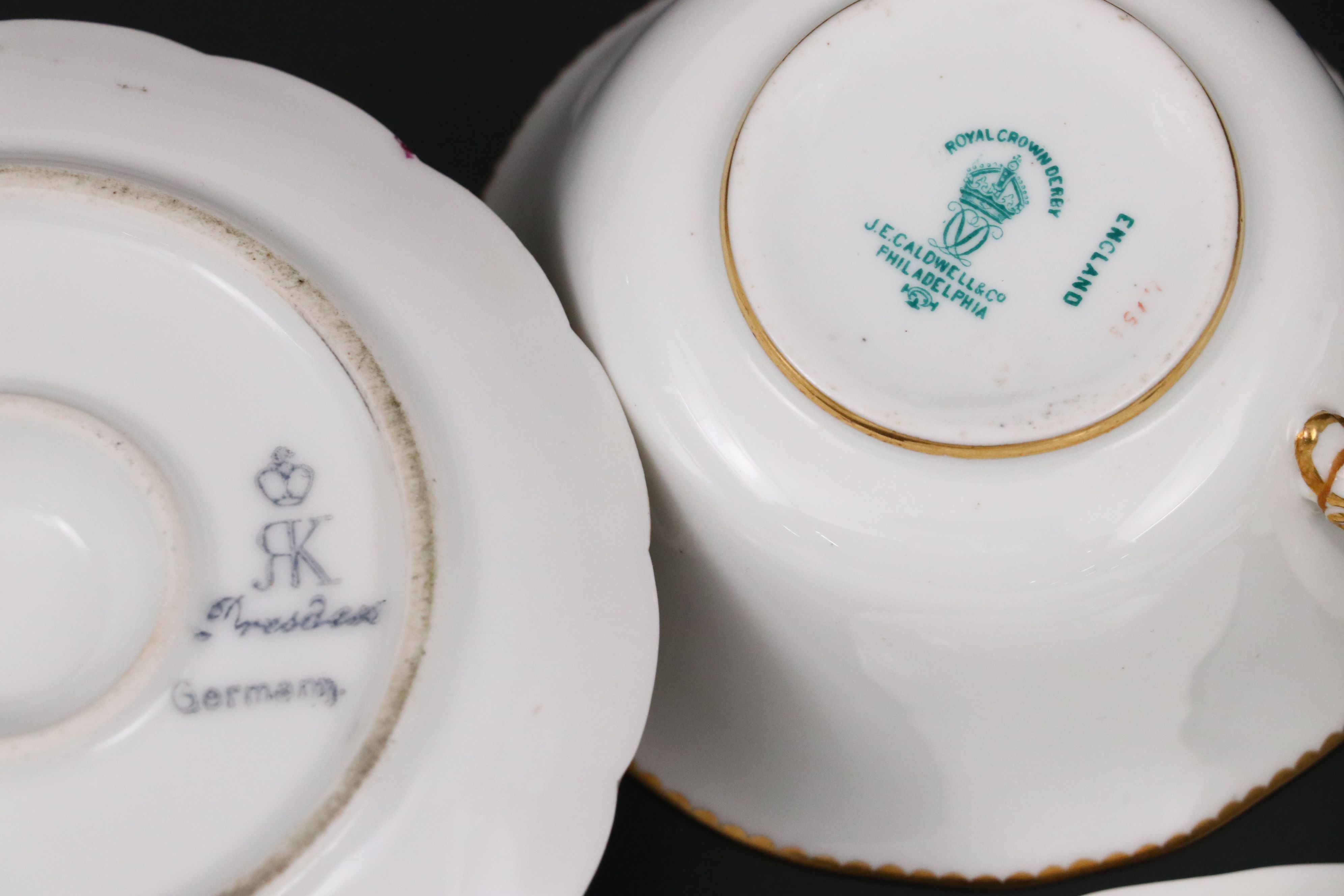 Dresden Porcelain Plates and Egg Cups with Other Floral Dinnerware