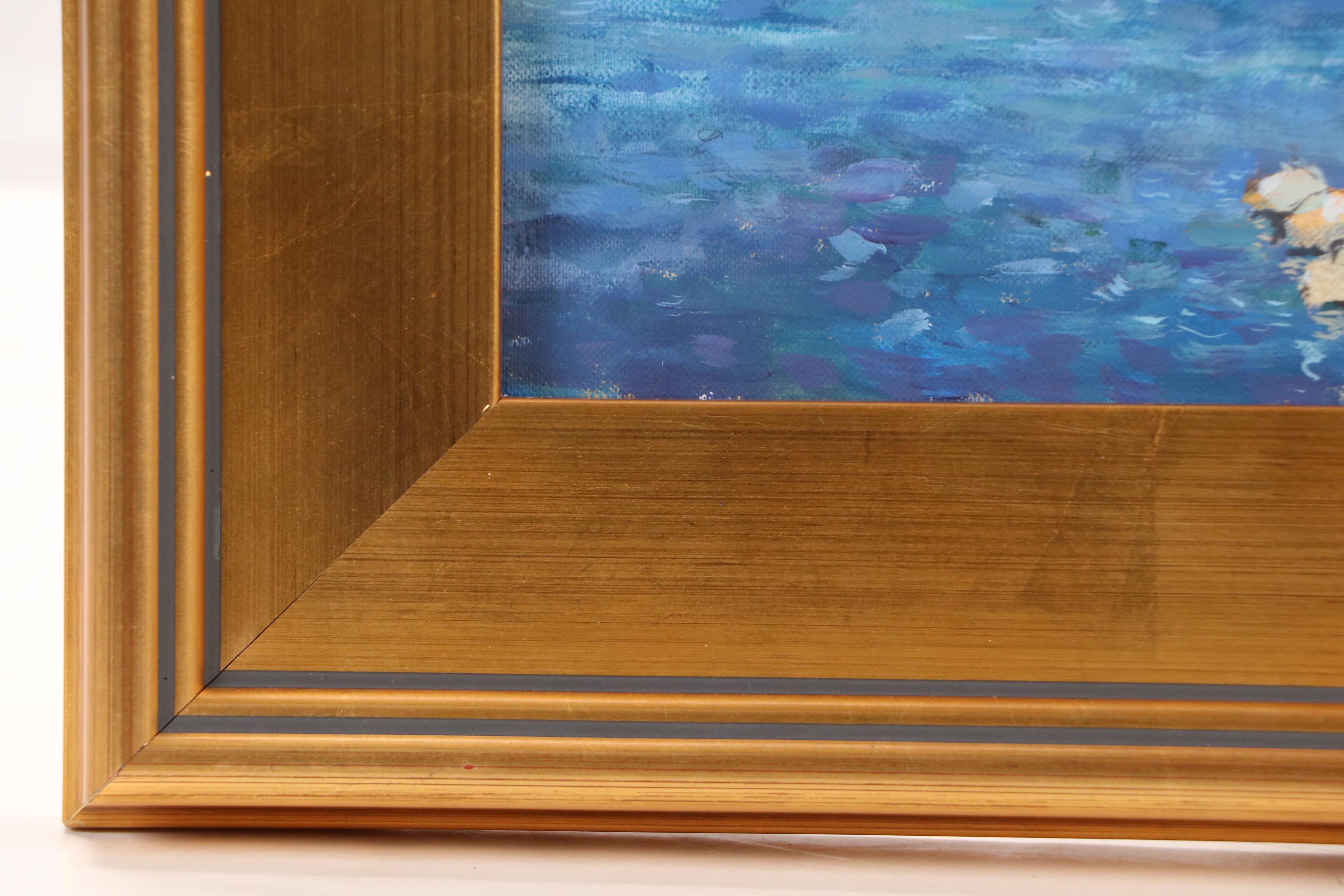 Aleksandr Yastrebov Acrylic Painting of Mediterranean Beach House, 2024