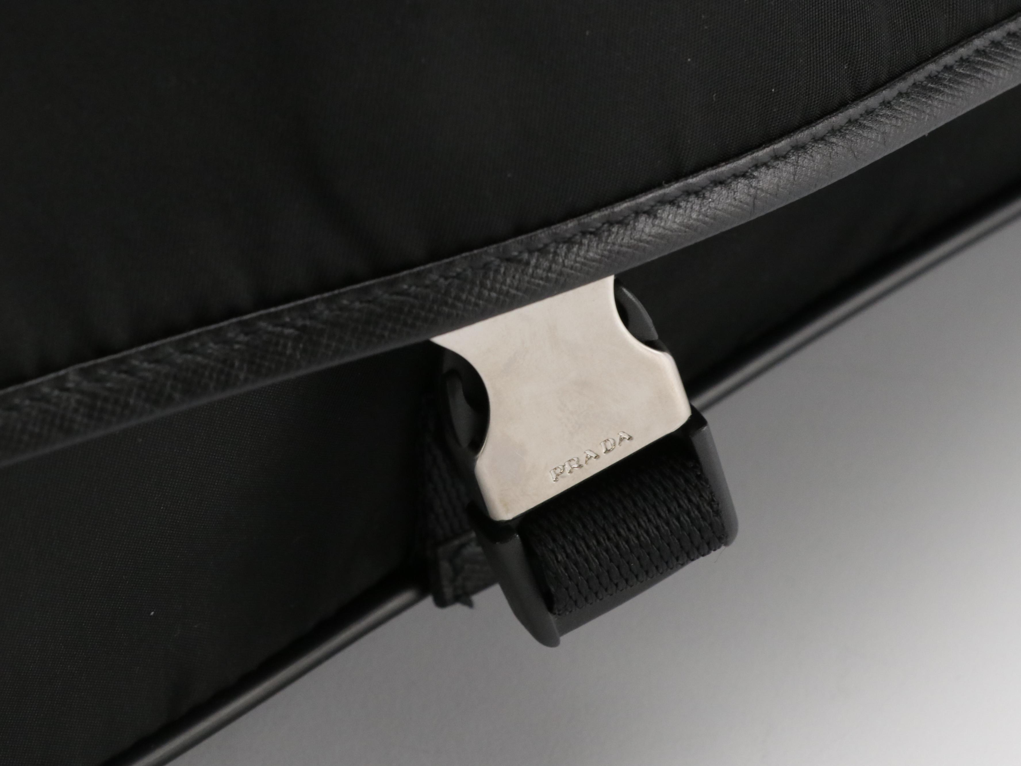 Prada Messenger Flap Briefcase Bag in Tessuto Nylon and Saffiano Leather Trim