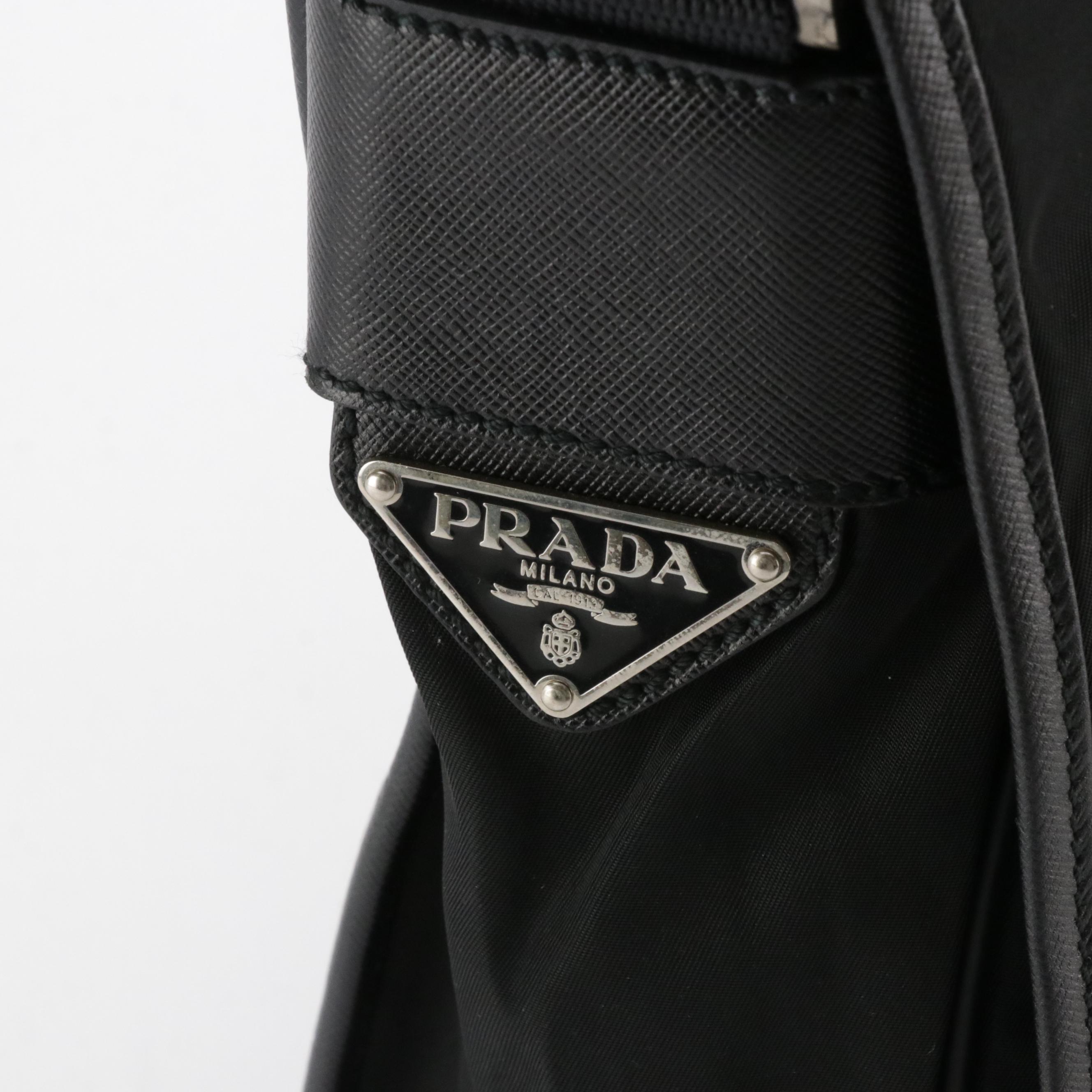 Prada Messenger Flap Briefcase Bag in Tessuto Nylon and Saffiano Leather Trim
