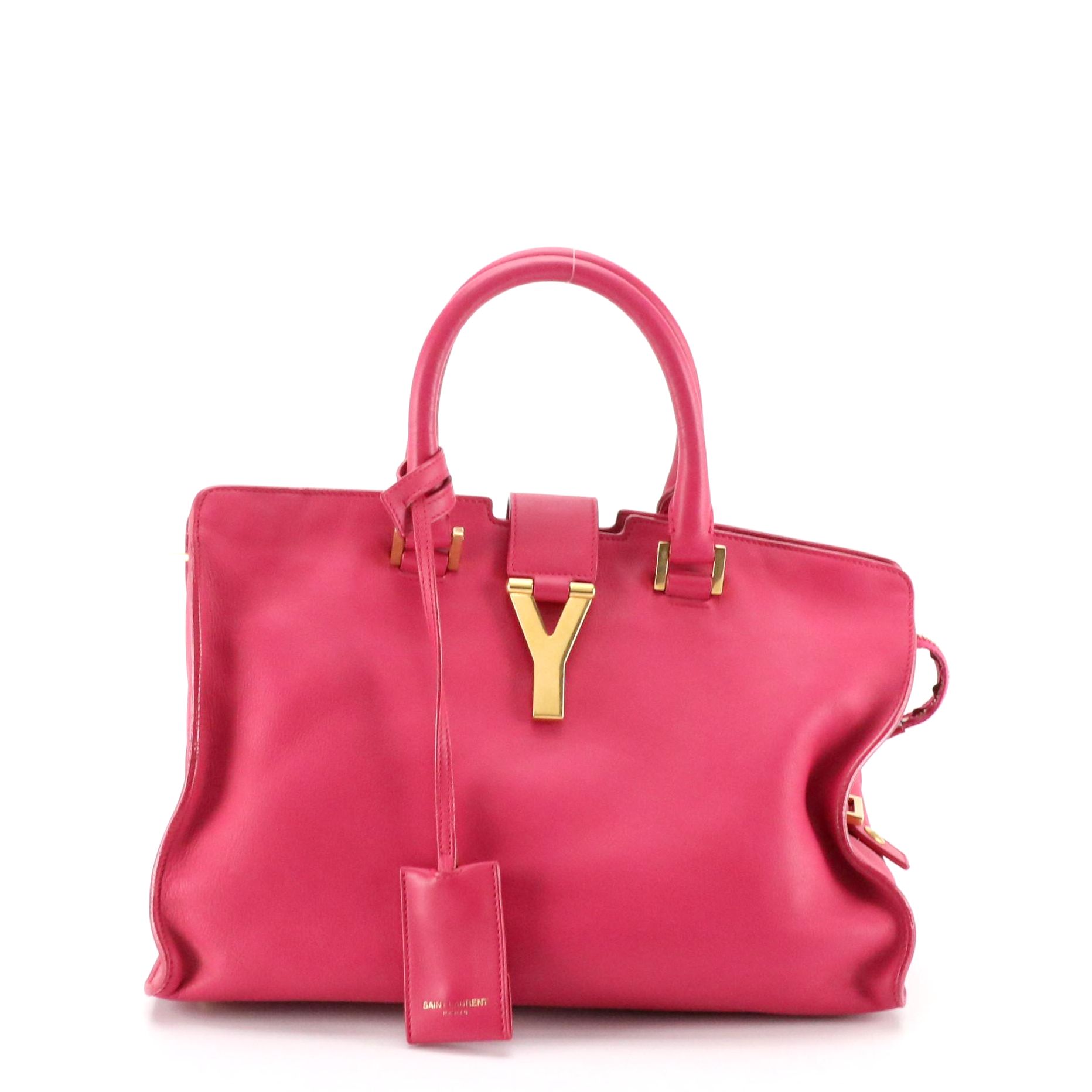 Saint Laurent Fuchsia Leather Small Classic Y Cabas Two-Way Shoulder Bag