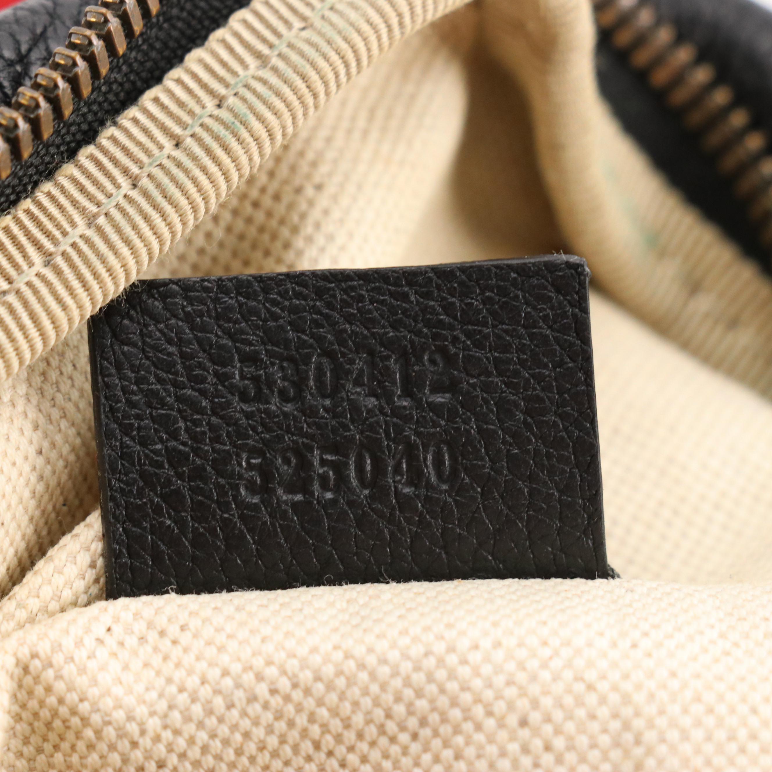 Gucci Belt Bag in Logo Printed Black Grained Calfskin Leather with Web Strap