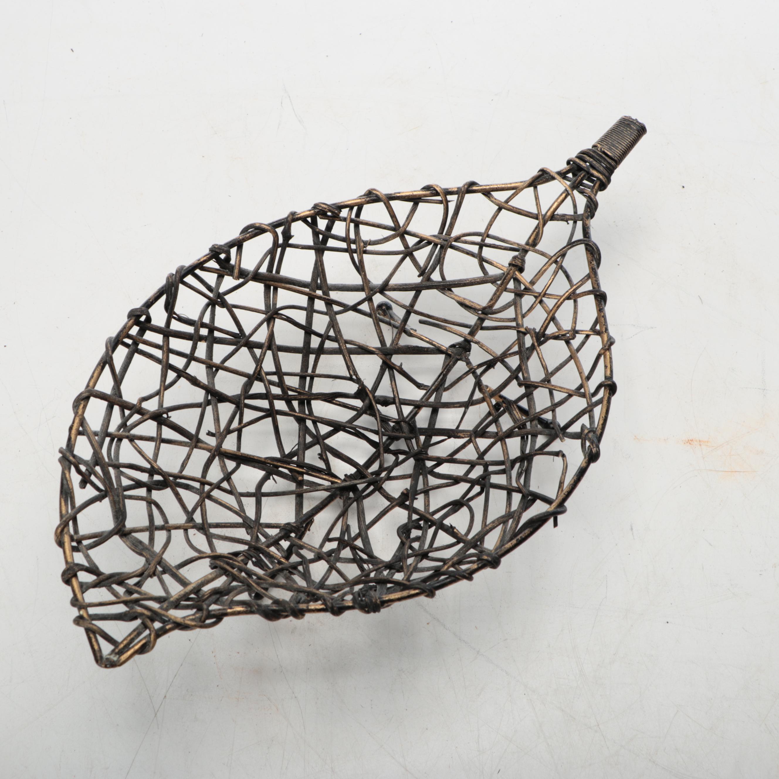 Antiqued Wire Bowl with Green Floral Vase and Other Décor