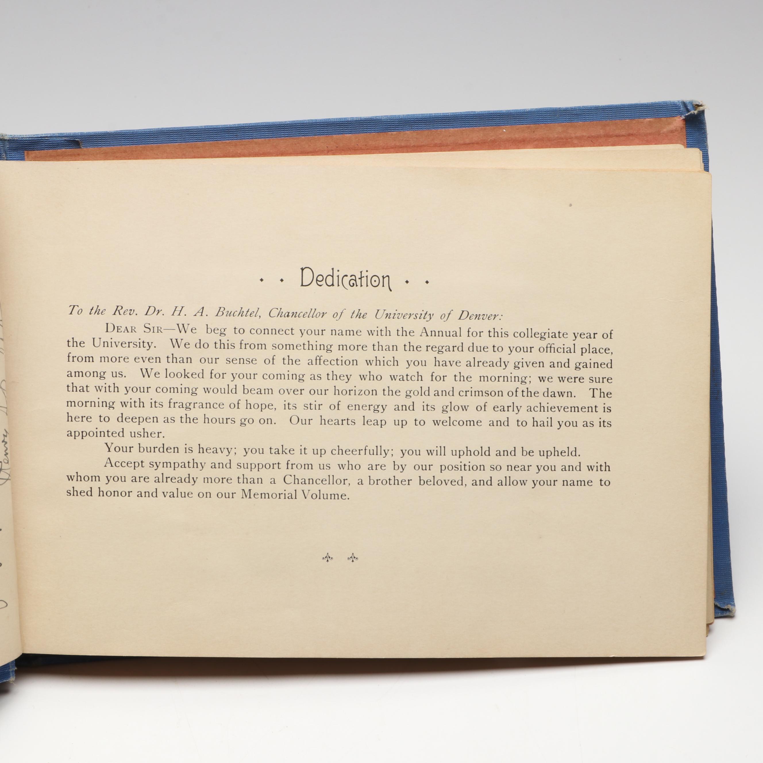 "Kynewisbok" University of Denver Yearbook Signed by Rev. Dr. Henry A. Buchtel