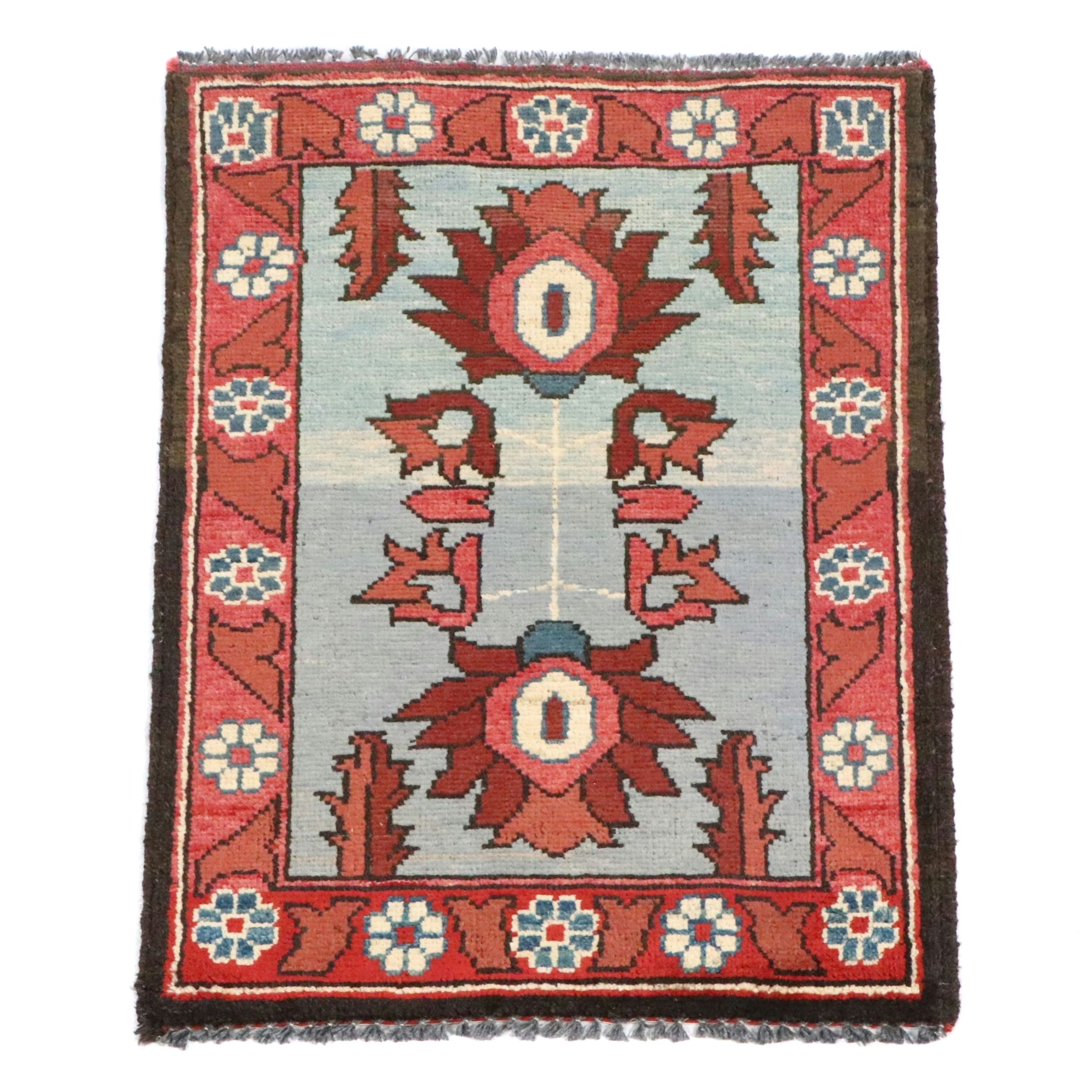 1'11 x 3'1 Hand-Knotted Indo-Turkish Oushak Accent Rug