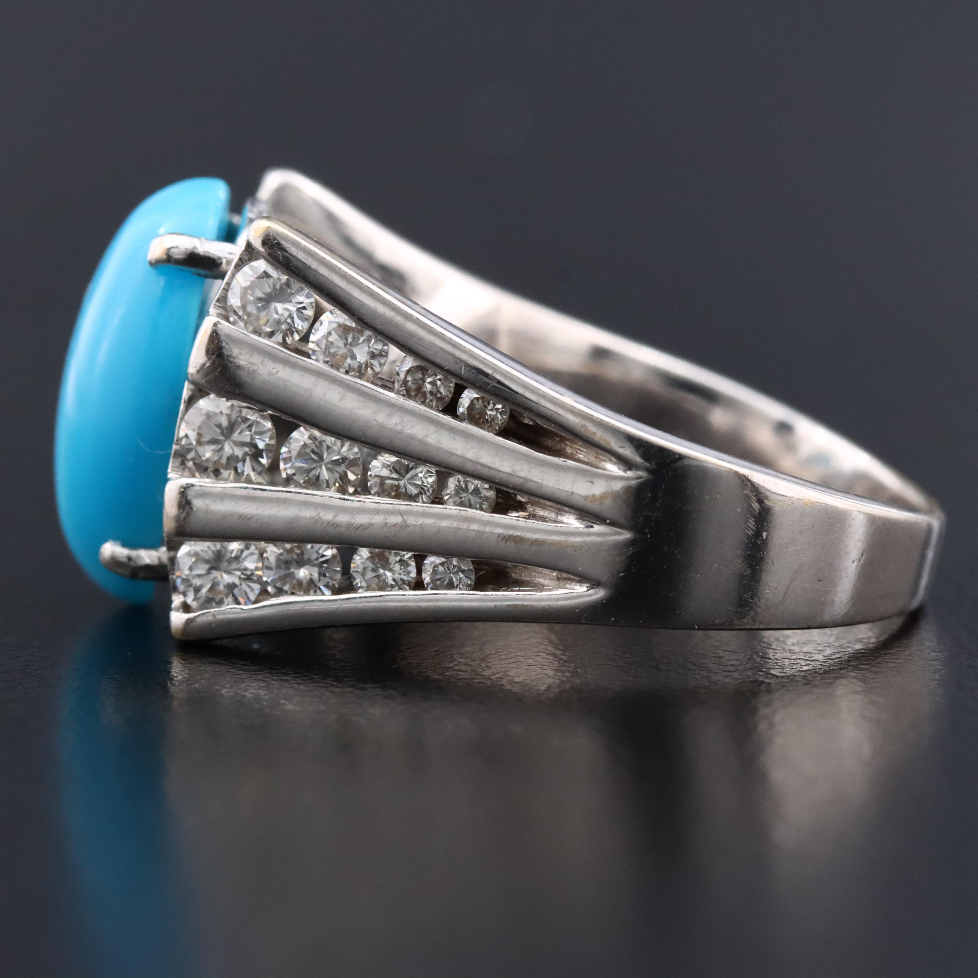 14K Turquoise and Diamond Ring