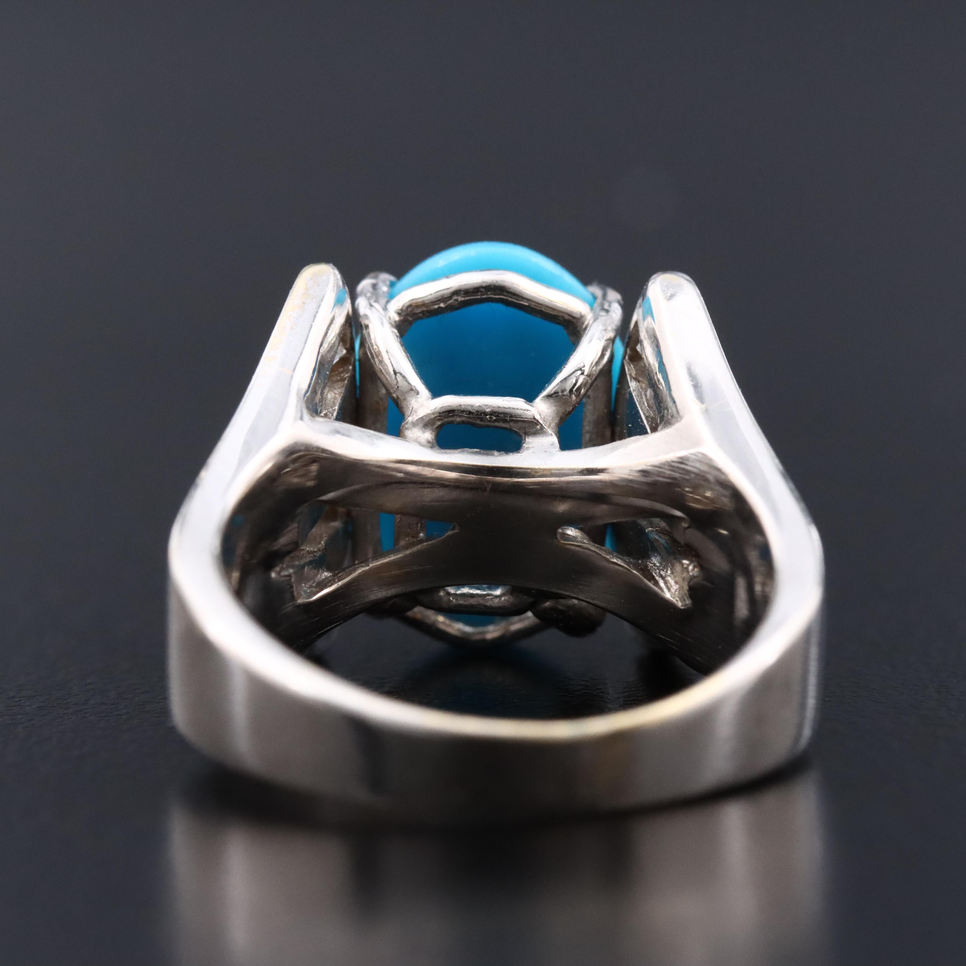 14K Turquoise and Diamond Ring