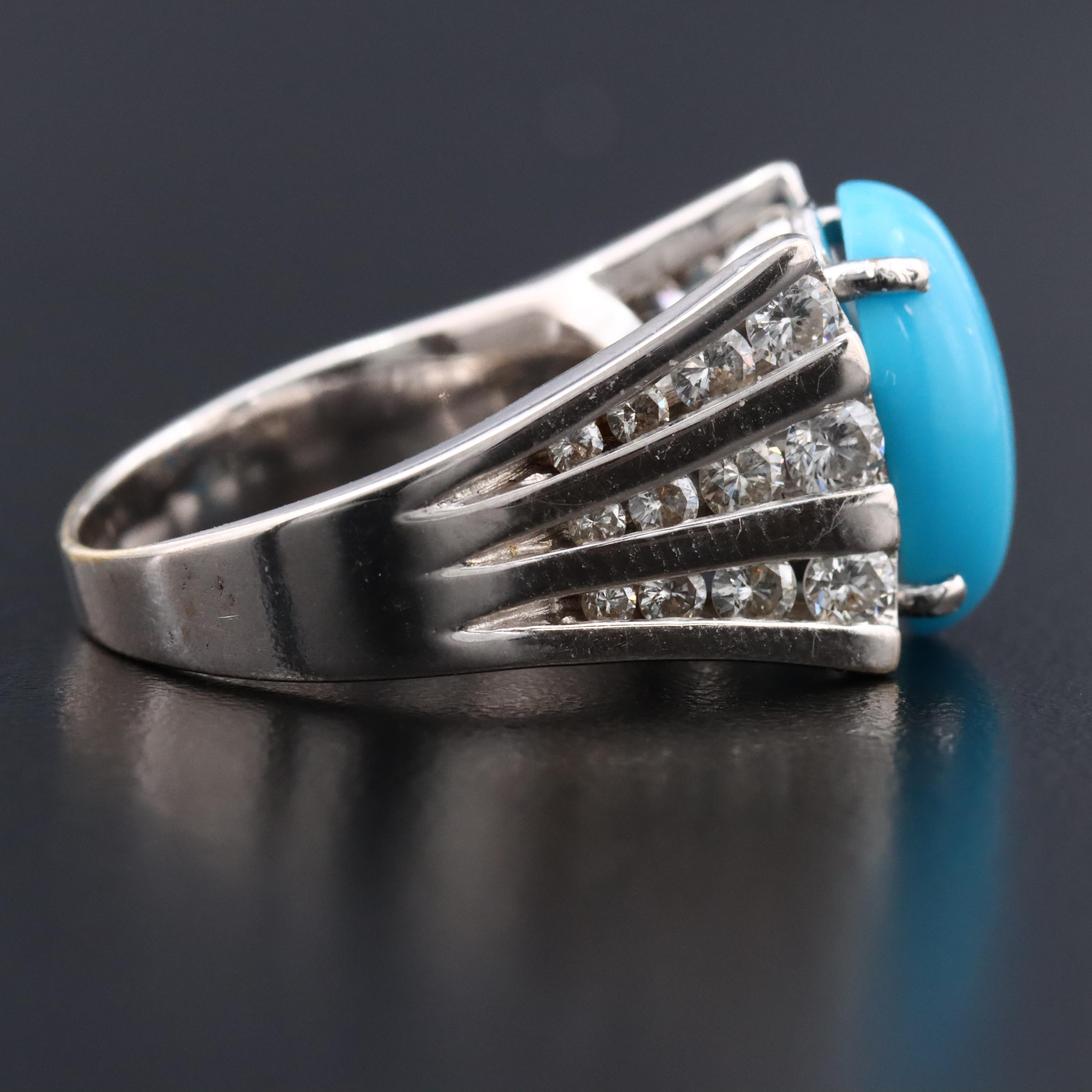 14K Turquoise and Diamond Ring