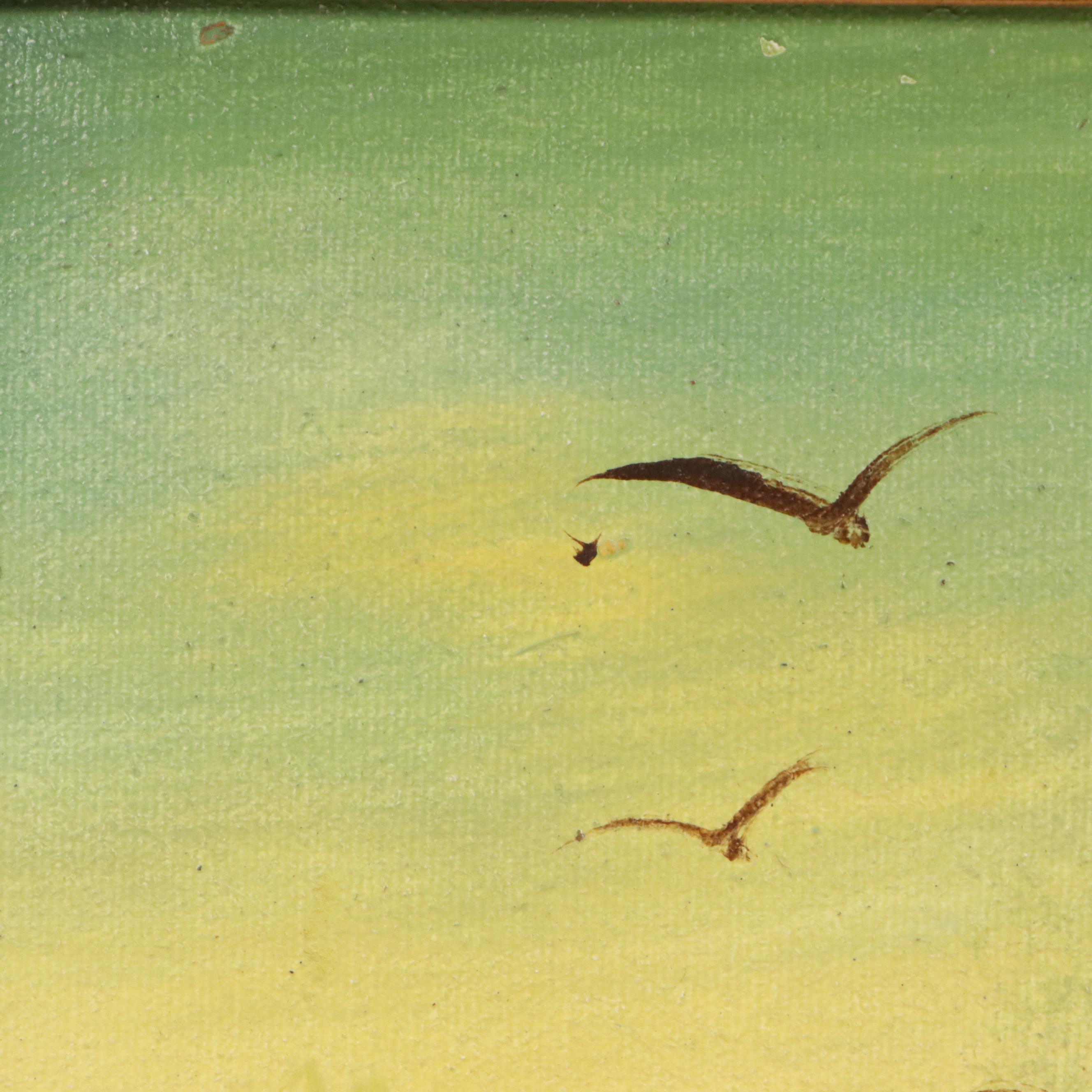 Rural Landscape Oil Painting of Shack, Late 20th Century