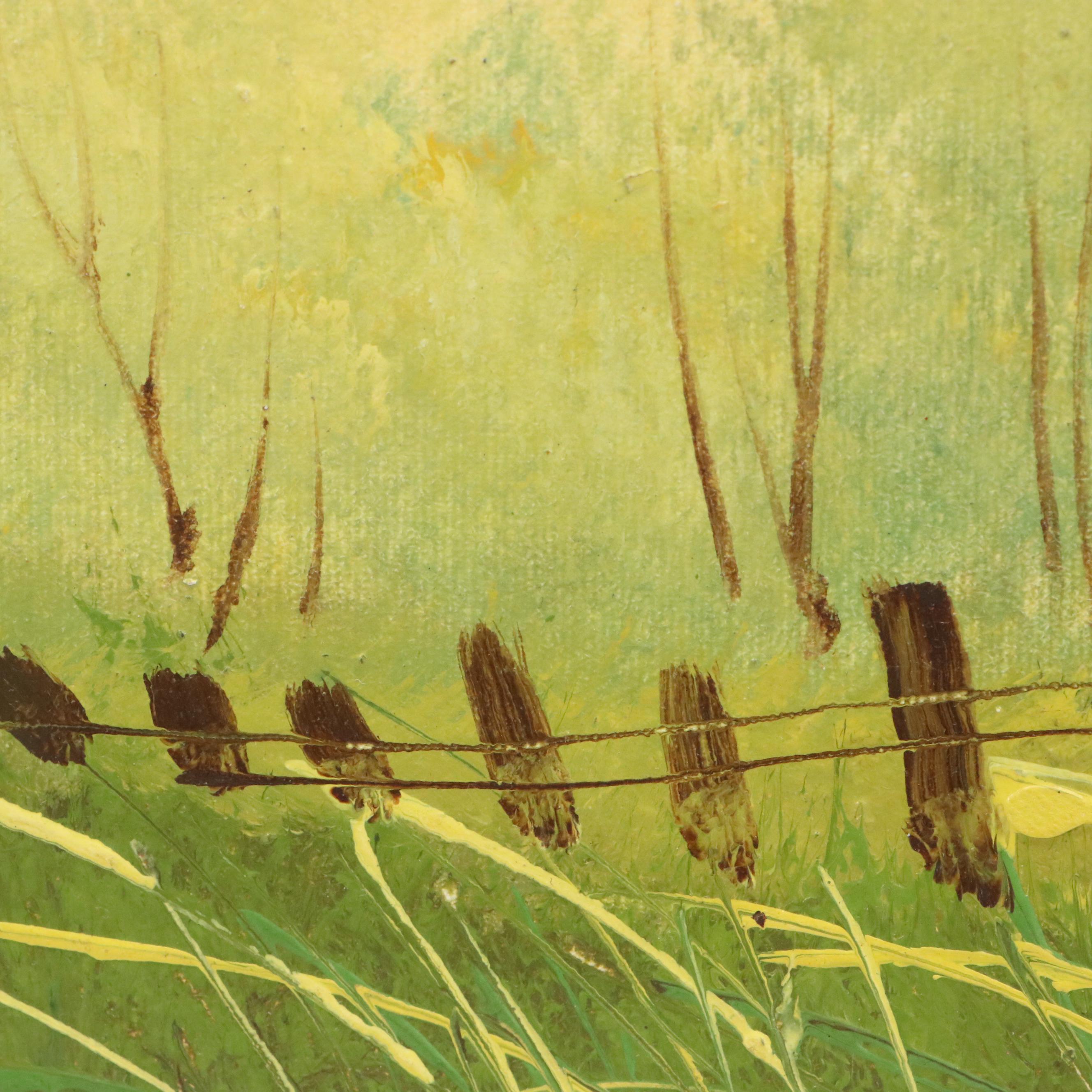 Rural Landscape Oil Painting of Shack, Late 20th Century