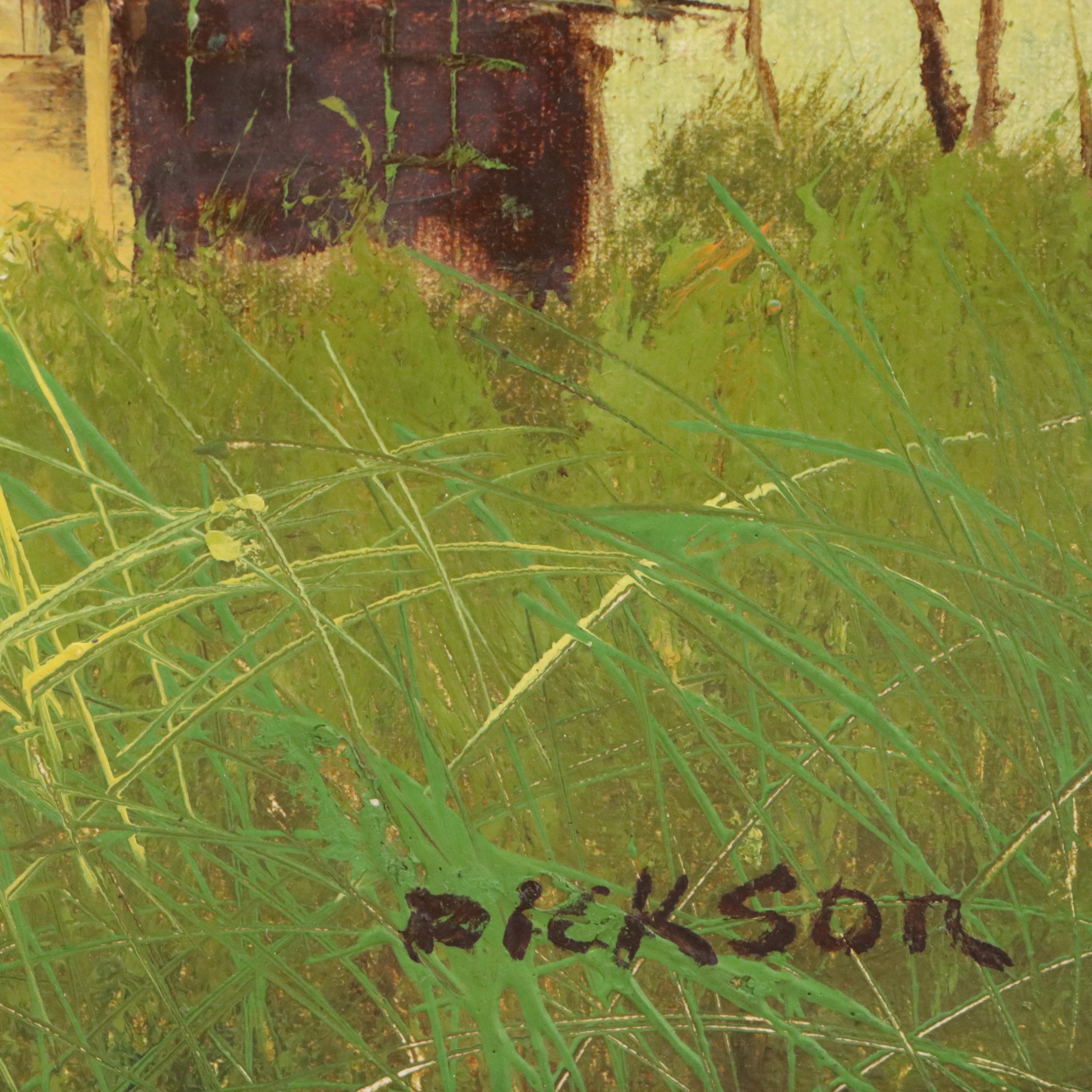 Rural Landscape Oil Painting of Shack, Late 20th Century