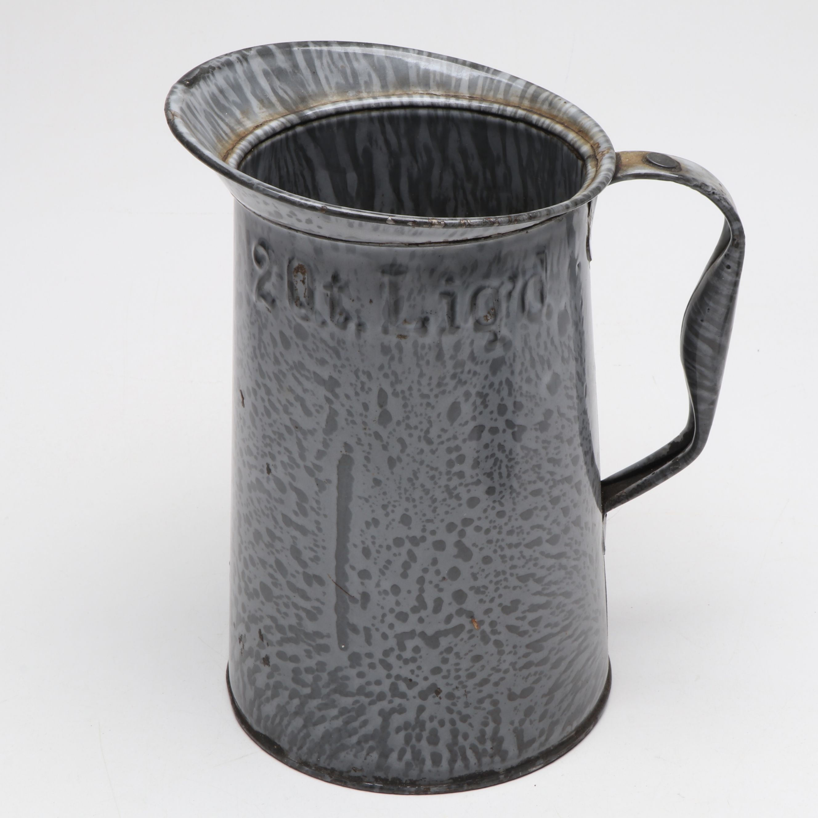 L.G. Mfg. Co. Pitcher with Other Mottled Gray Enamelware