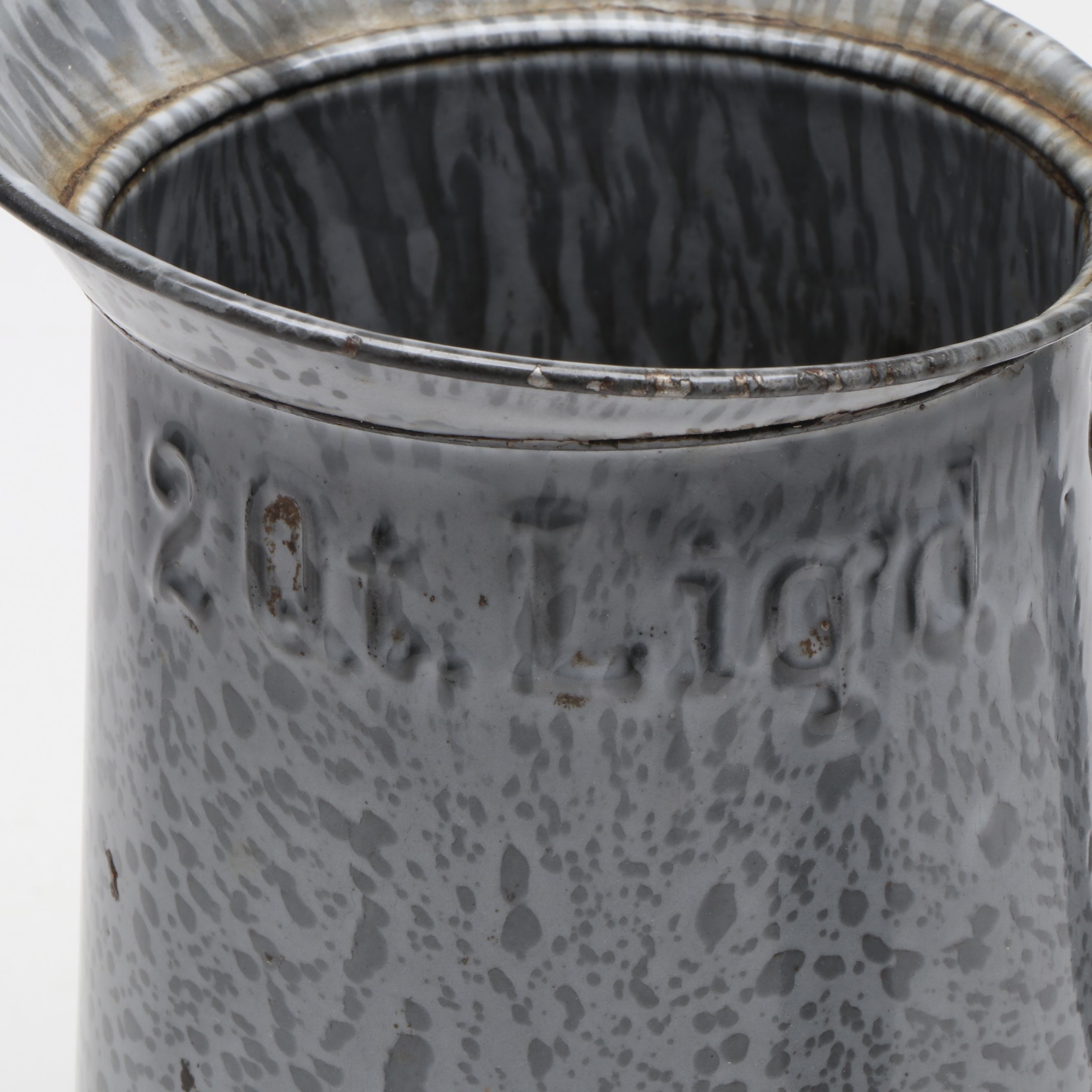 L.G. Mfg. Co. Pitcher with Other Mottled Gray Enamelware