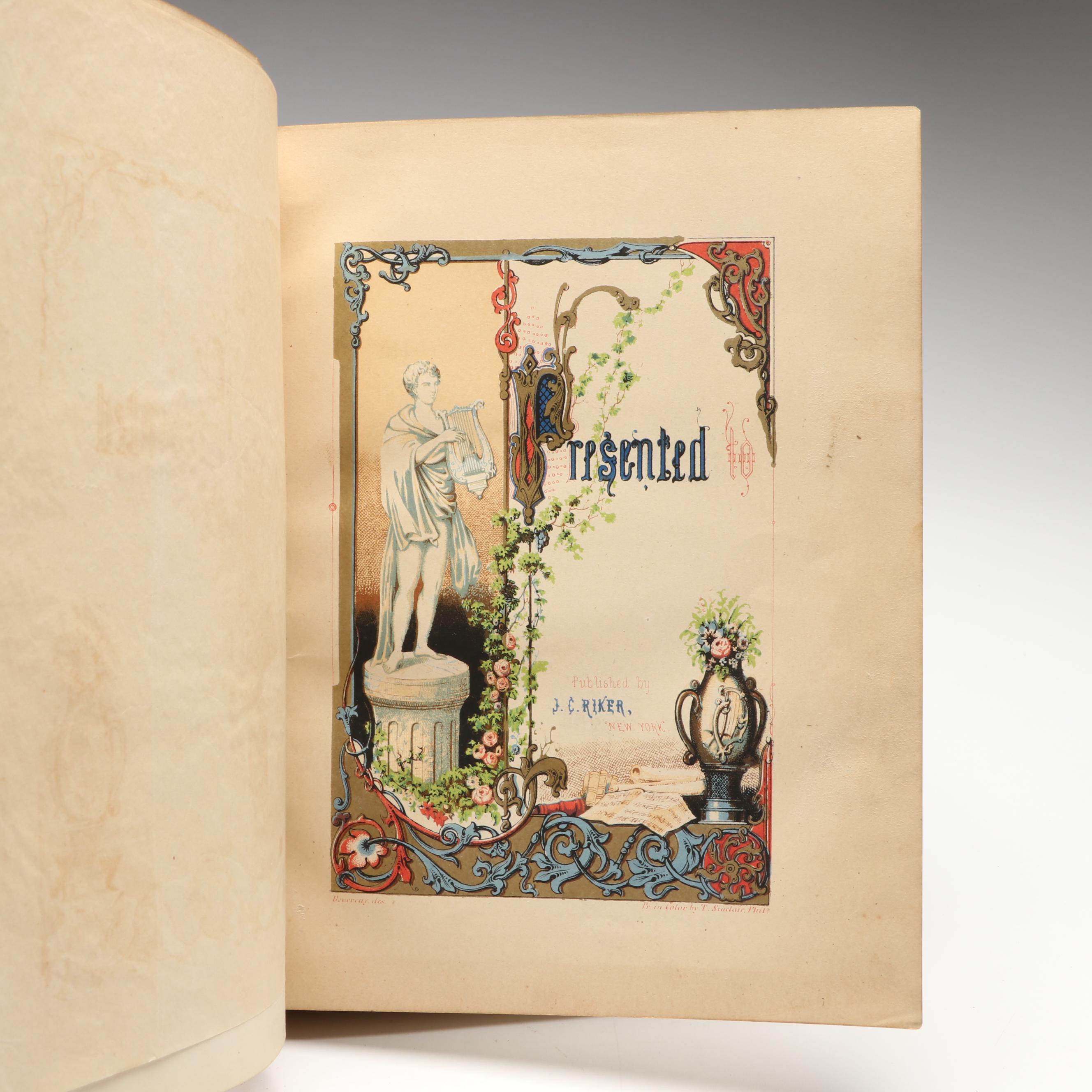 "Album of Pearls" Antique Autograph Book with Pictorial Engravings, Mid-19th C.