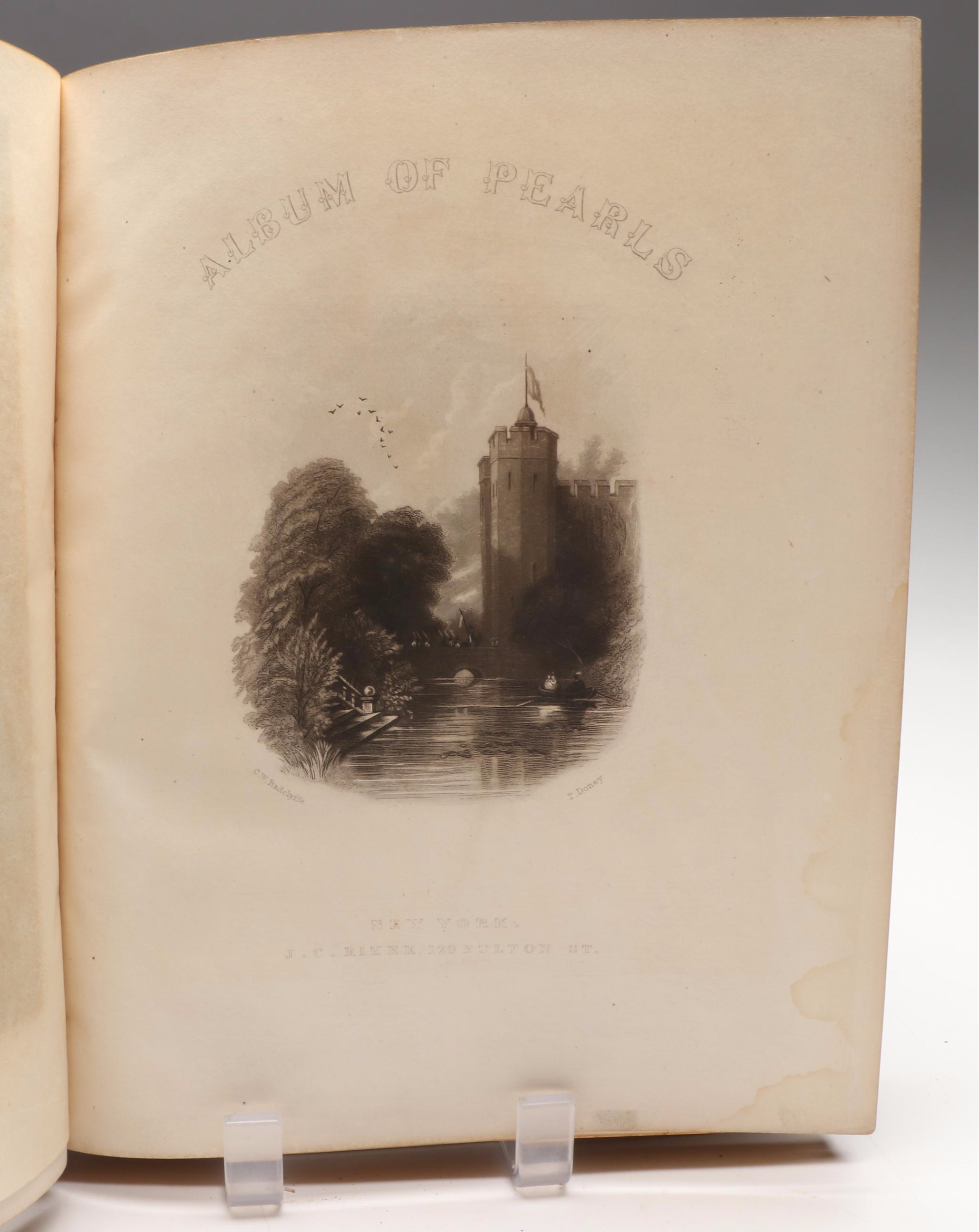 "Album of Pearls" Antique Autograph Book with Pictorial Engravings, Mid-19th C.