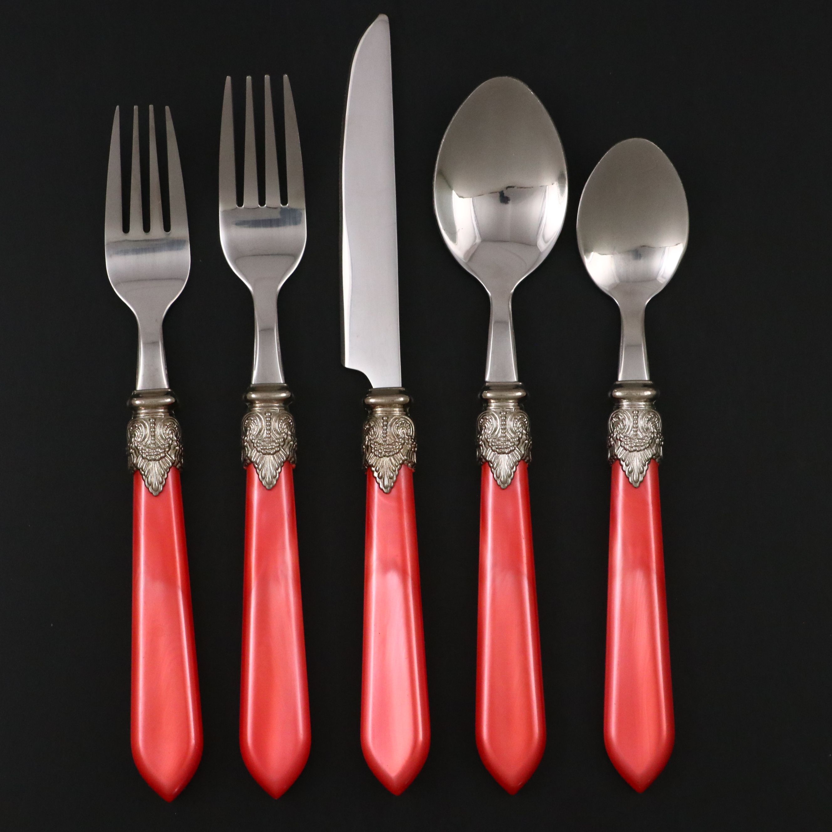 Pearlescent Red Resin Handled Flatware