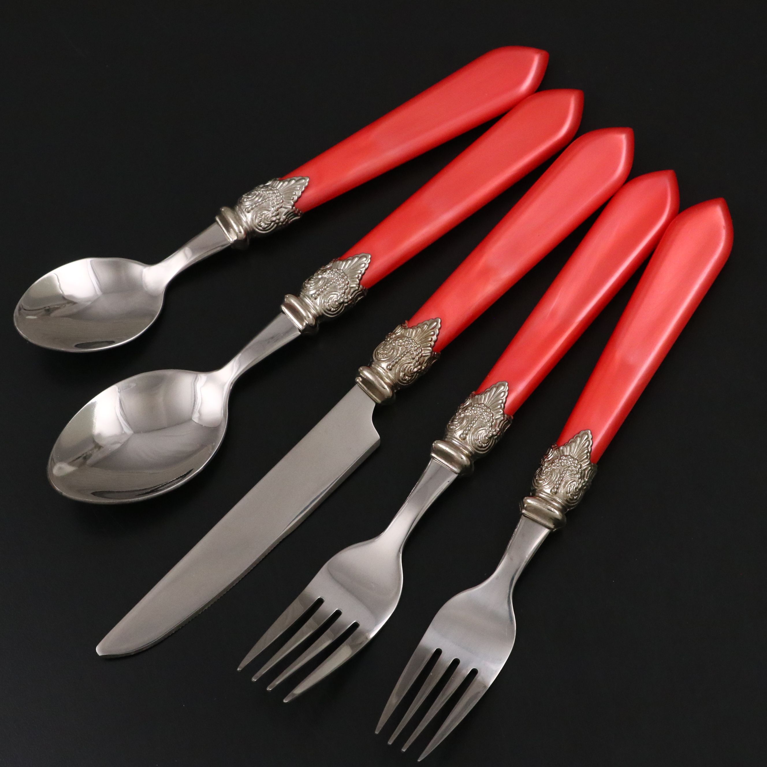 Pearlescent Red Resin Handled Flatware