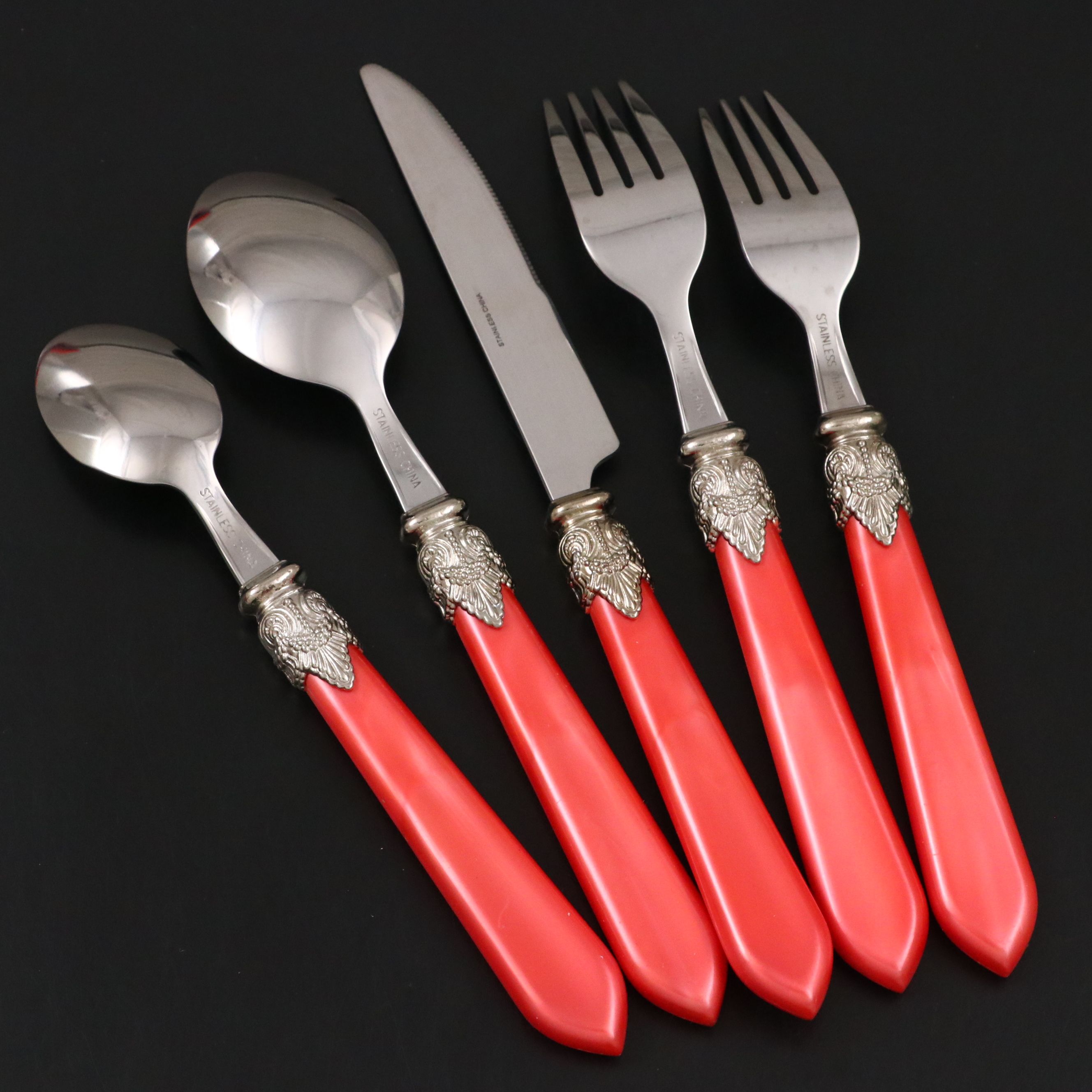 Pearlescent Red Resin Handled Flatware