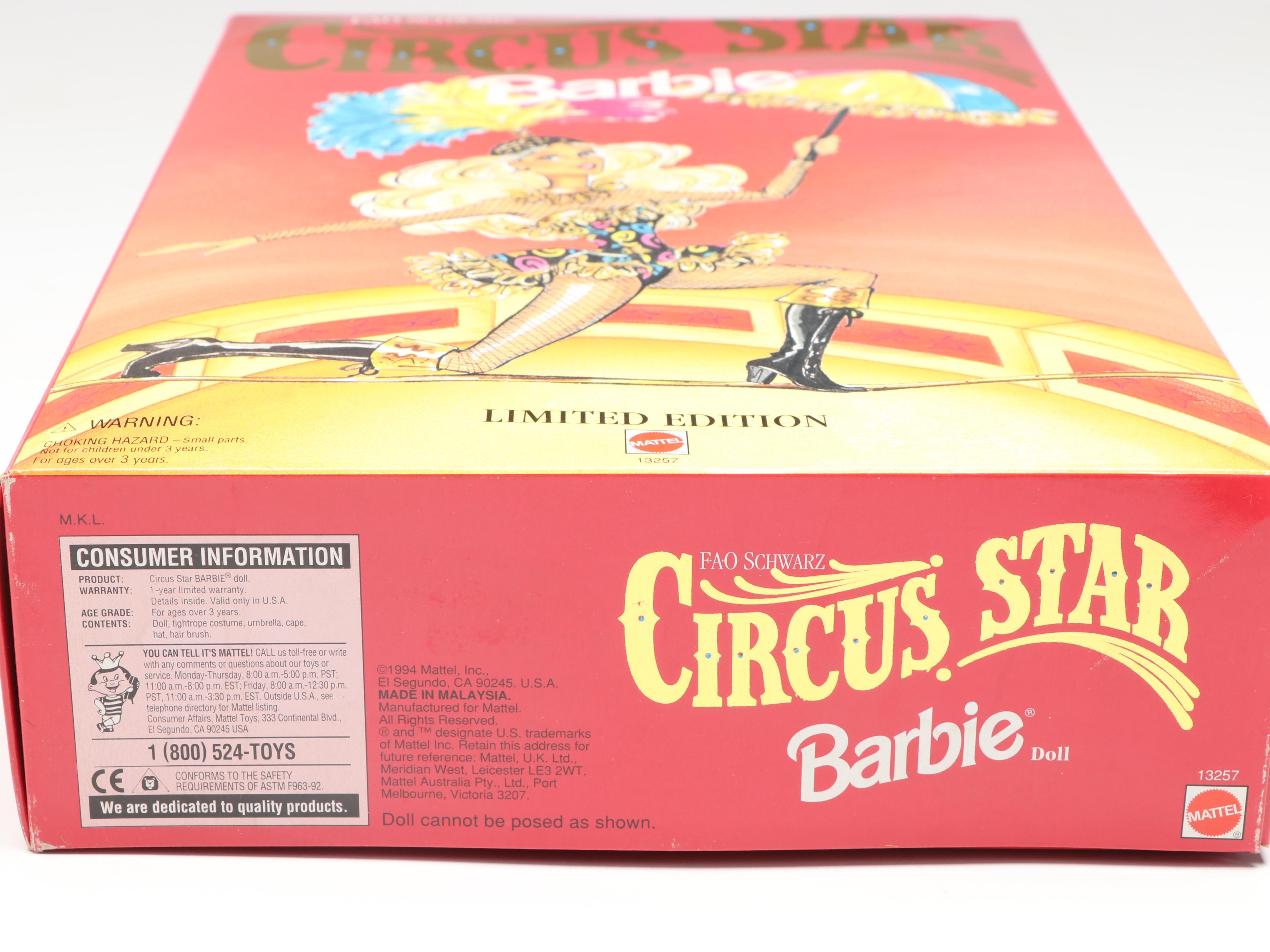 Mattel Limited Edition FAO Schwarz "Circus Star Barbie" Doll, 1994