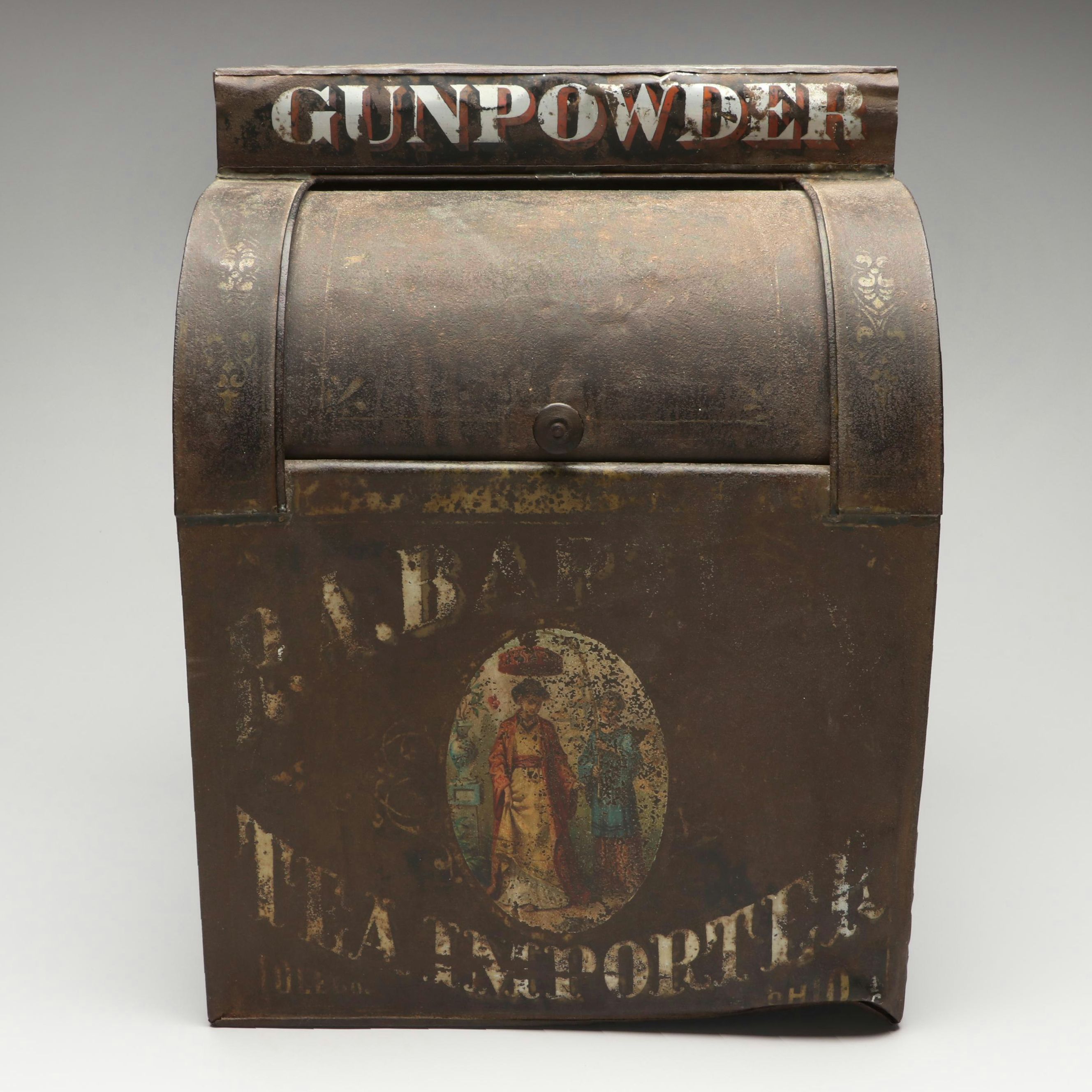 Gunpowder Tea Metal Store Display Canister, Late 19th Century