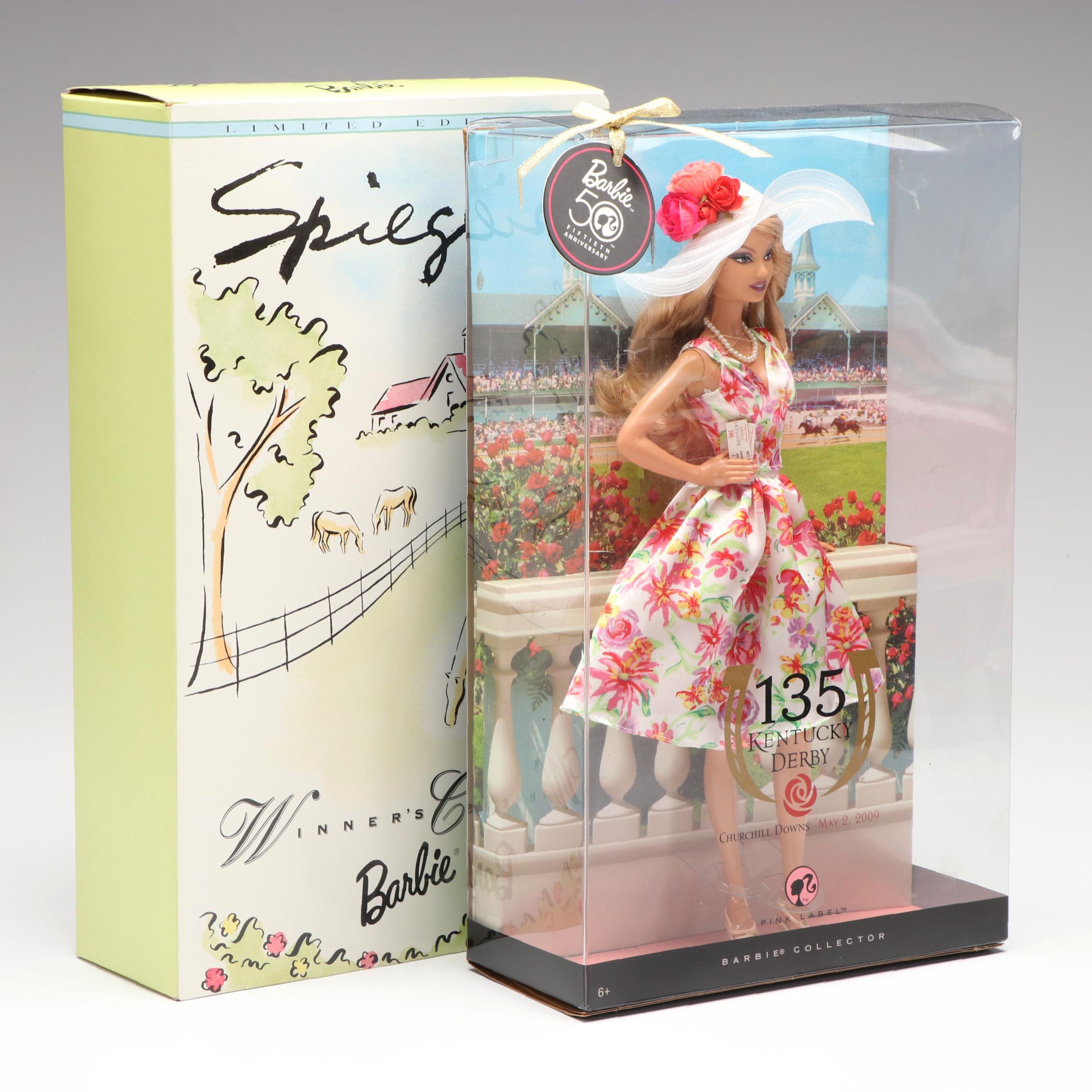 Mattel Commemorative 135 Kentucky Derby and Spiegel "Winner's Circle" Barbies