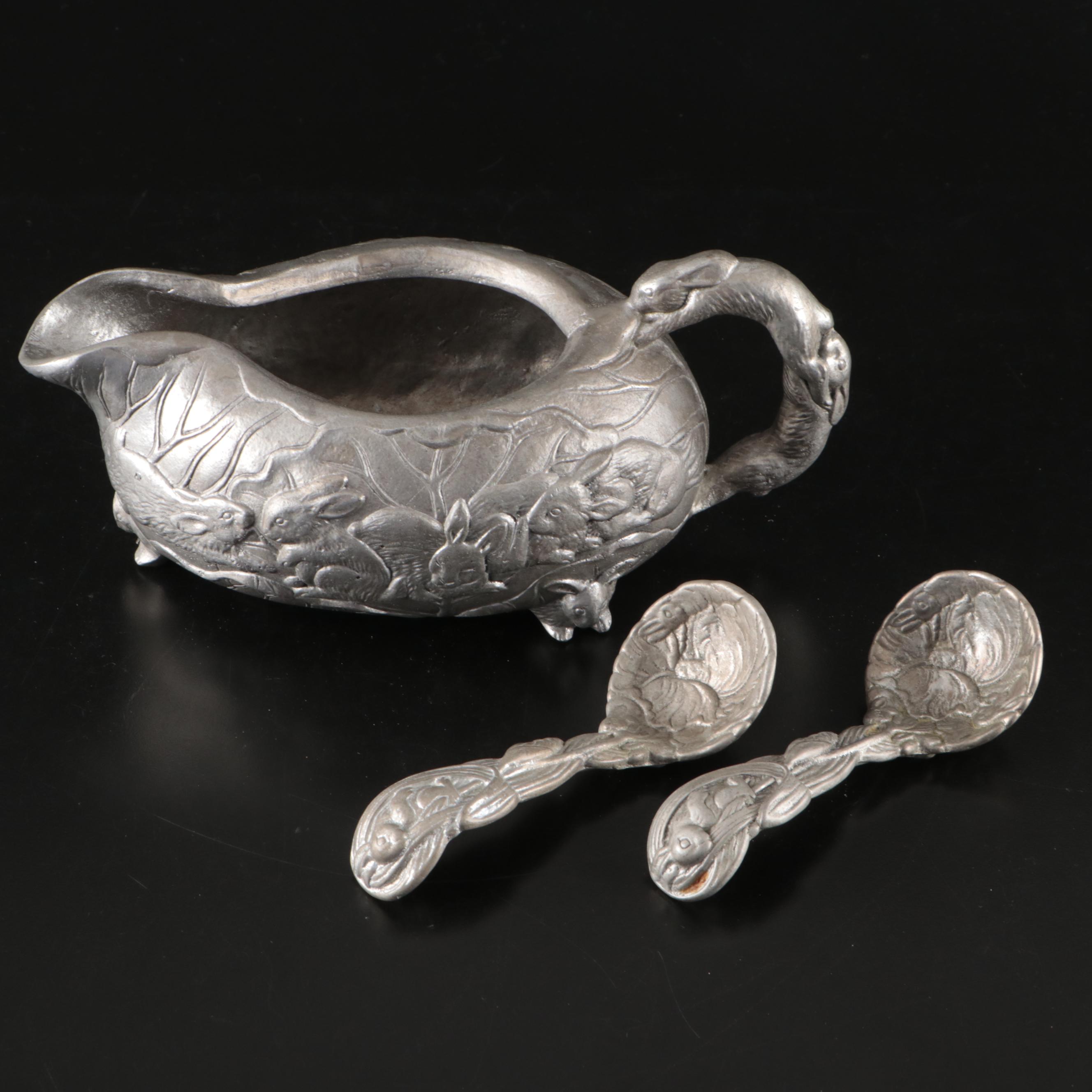 Arthur Court Rabbit Figurines with Other Serving Pieces and Baking Mold