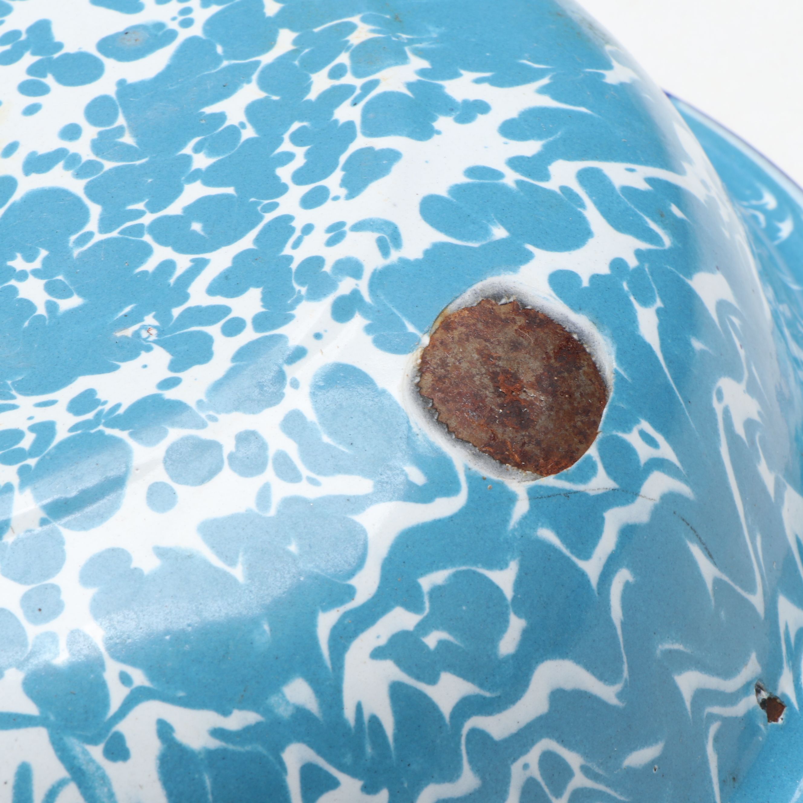 Cooking Pan, Plates and Other Blue Speckled and Marbled Enamelware