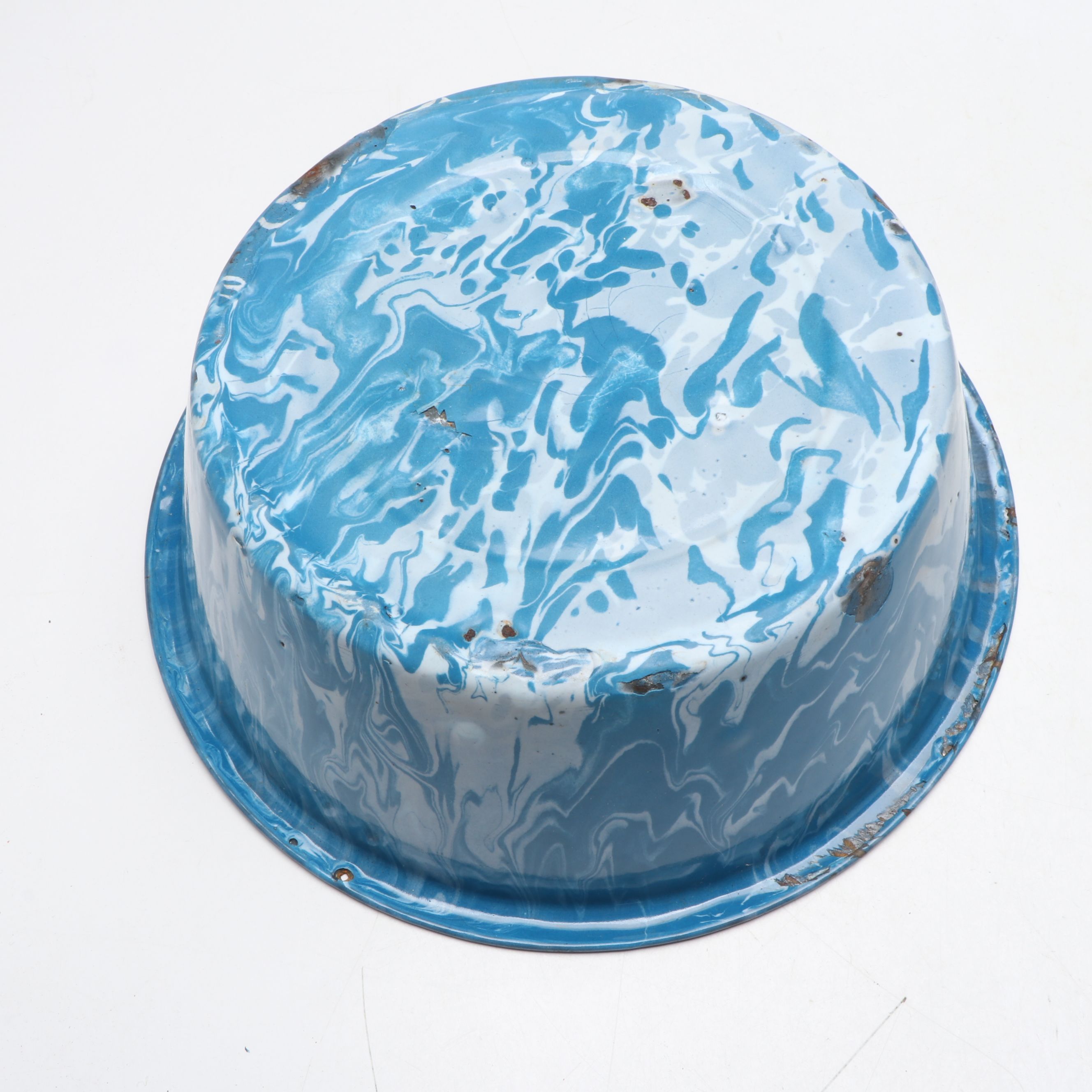 Cooking Pan, Plates and Other Blue Speckled and Marbled Enamelware