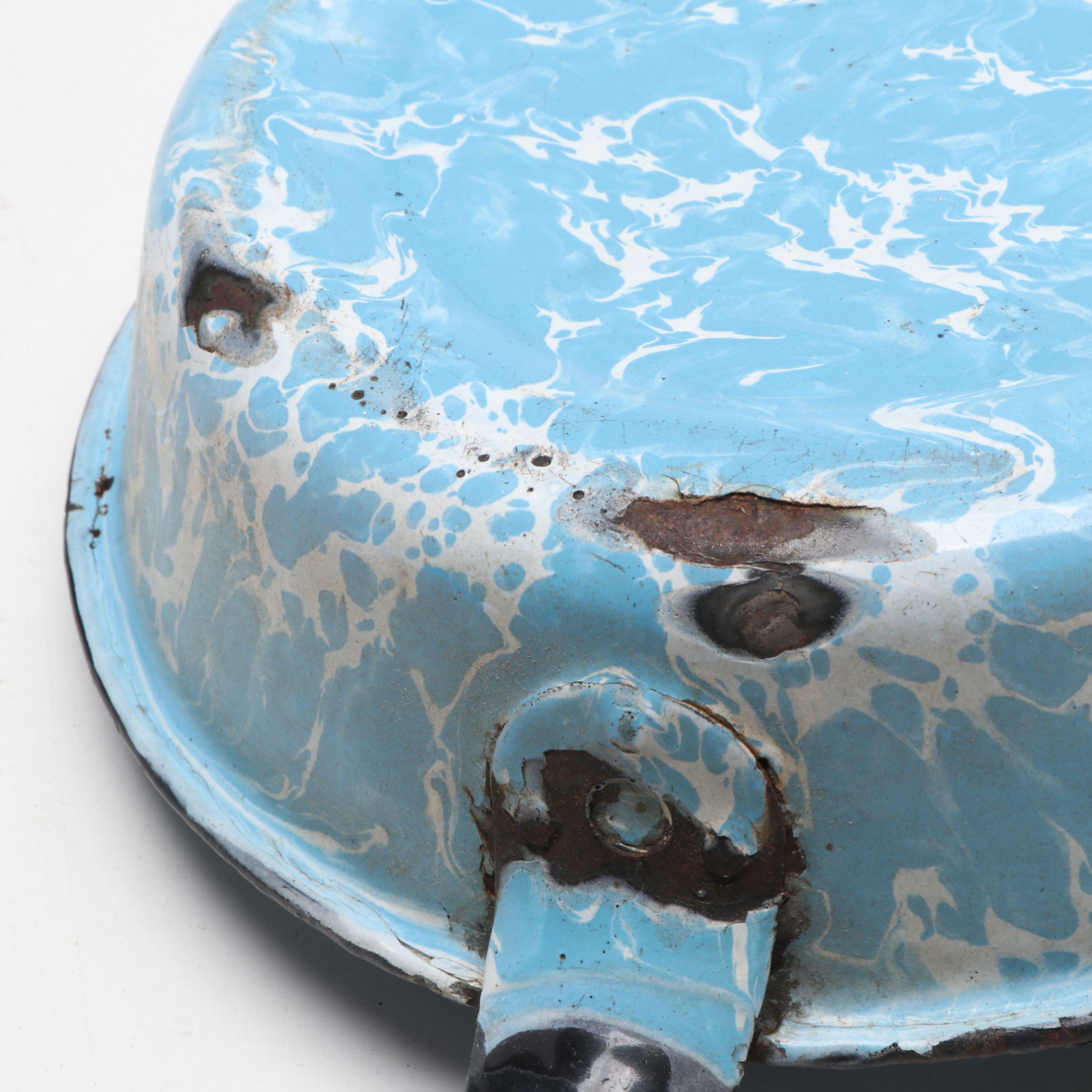 Cooking Pan, Plates and Other Blue Speckled and Marbled Enamelware