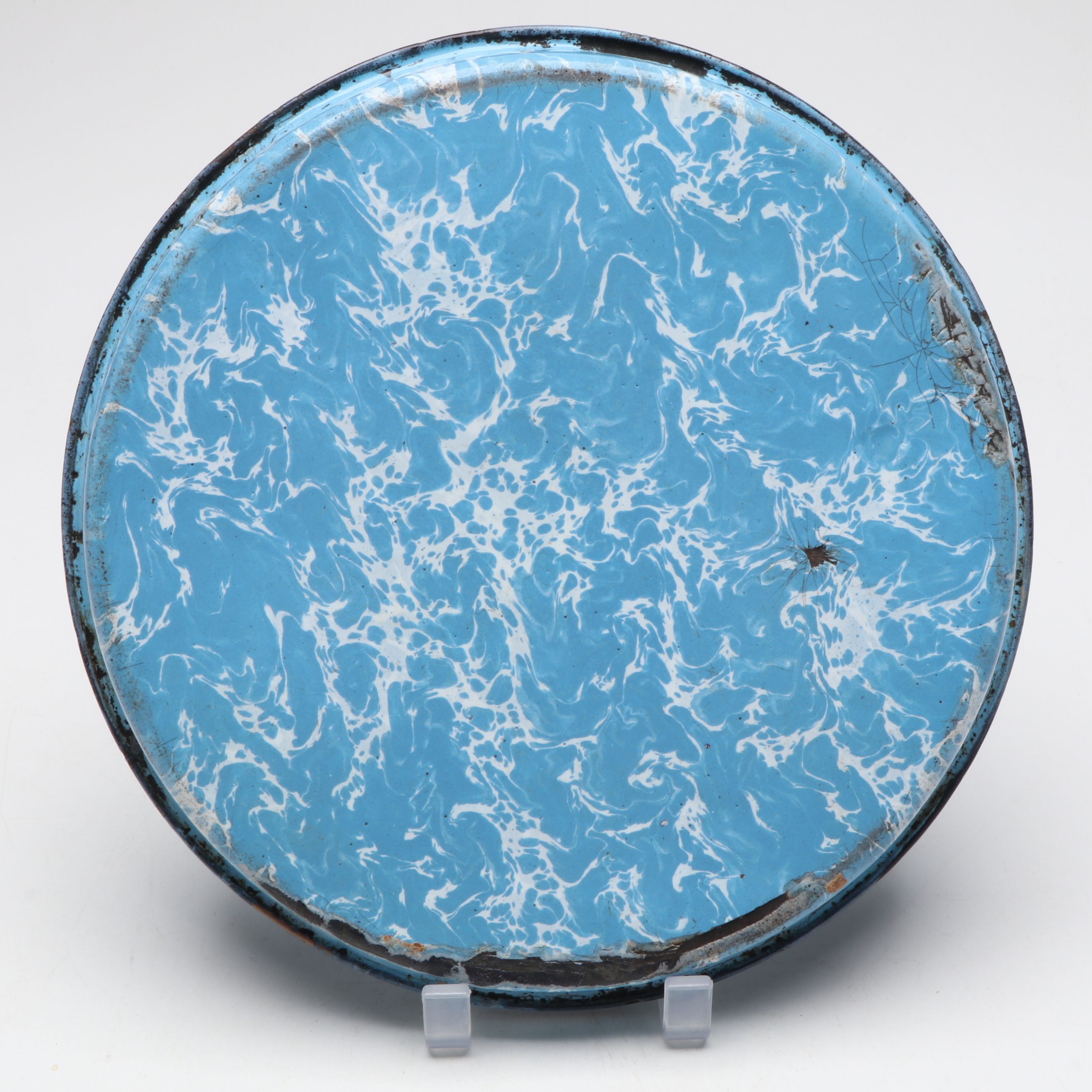 Cooking Pan, Plates and Other Blue Speckled and Marbled Enamelware