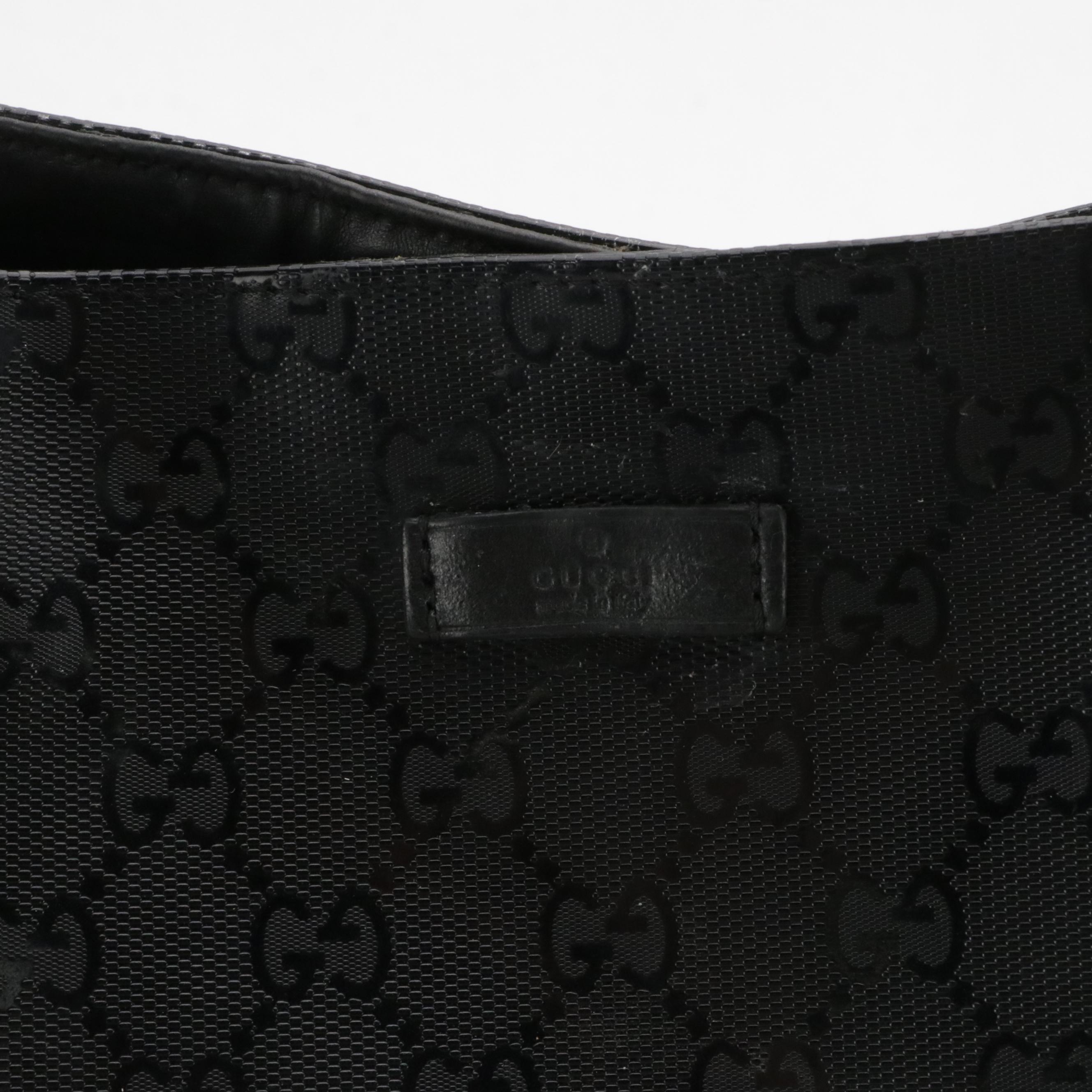 Gucci Large Studded Tote in Black GG Imprimé Canvas and Leather Trim