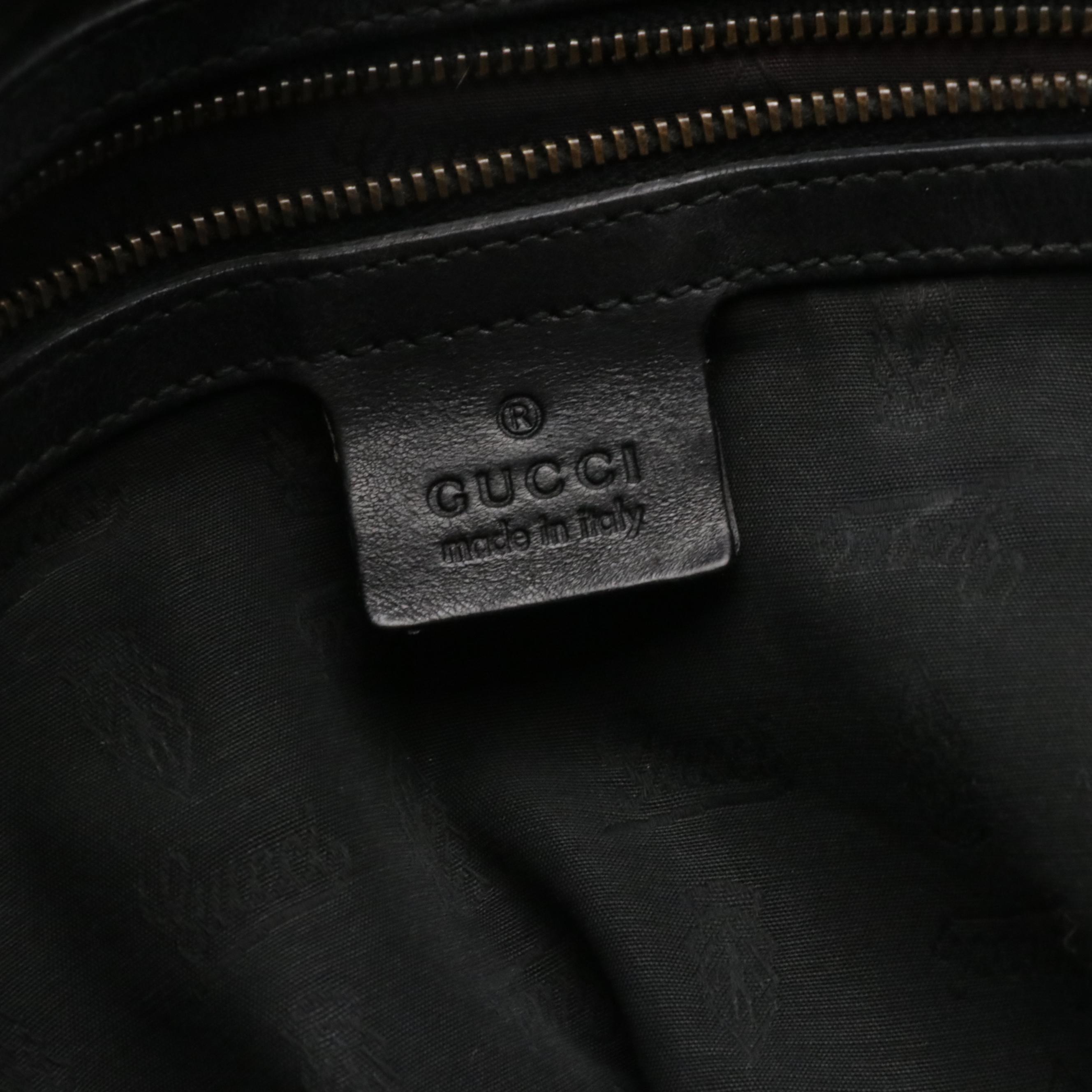 Gucci Large Studded Tote in Black GG Imprimé Canvas and Leather Trim