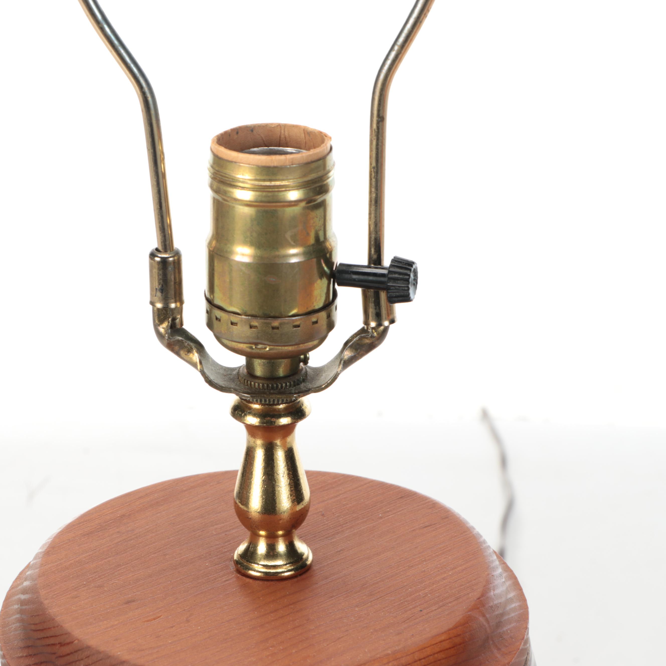 Glazed Crock Table Lamp with Print Fabric Shade